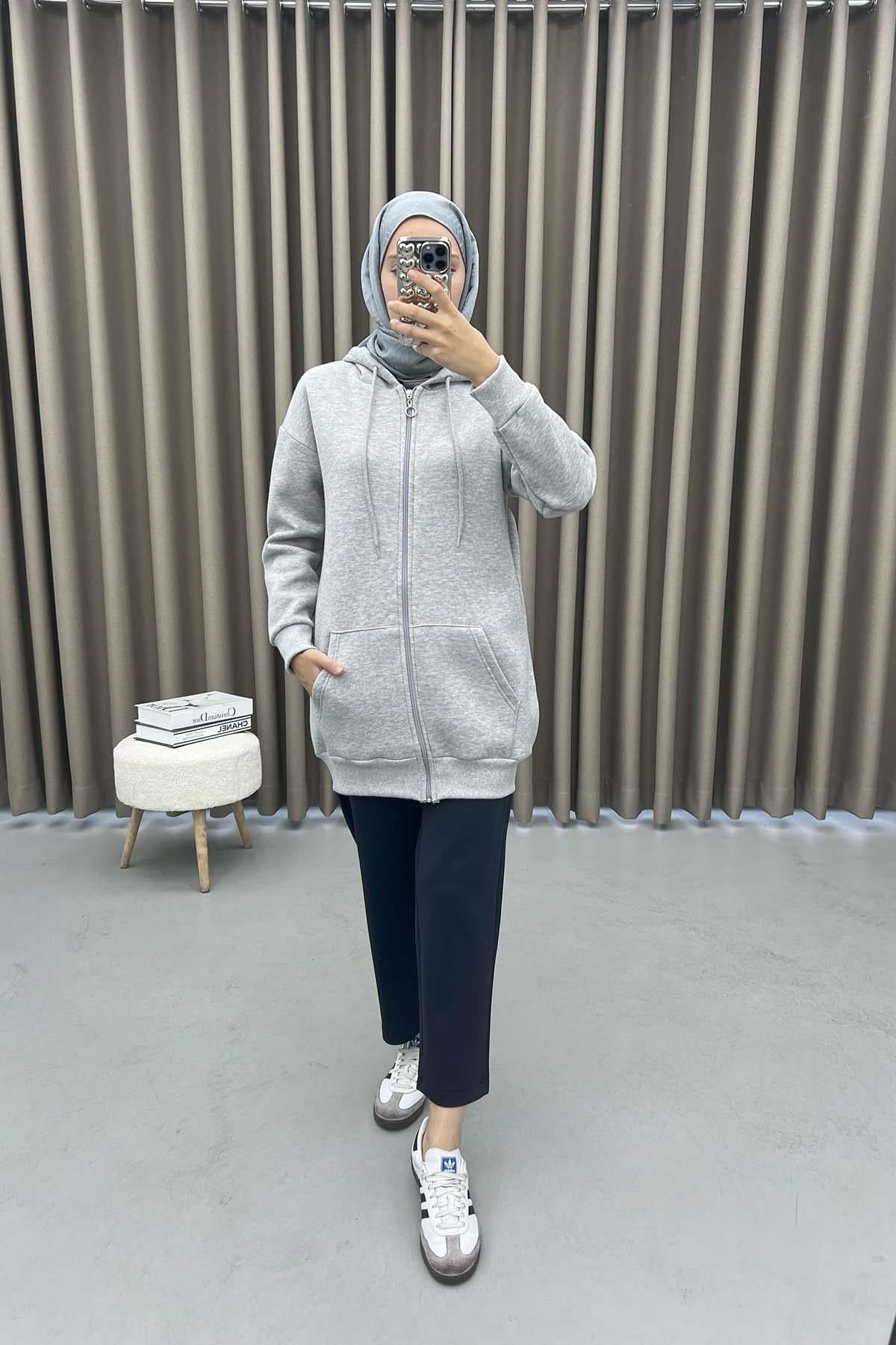 Üç İplik Okul Sweatshirt Gri