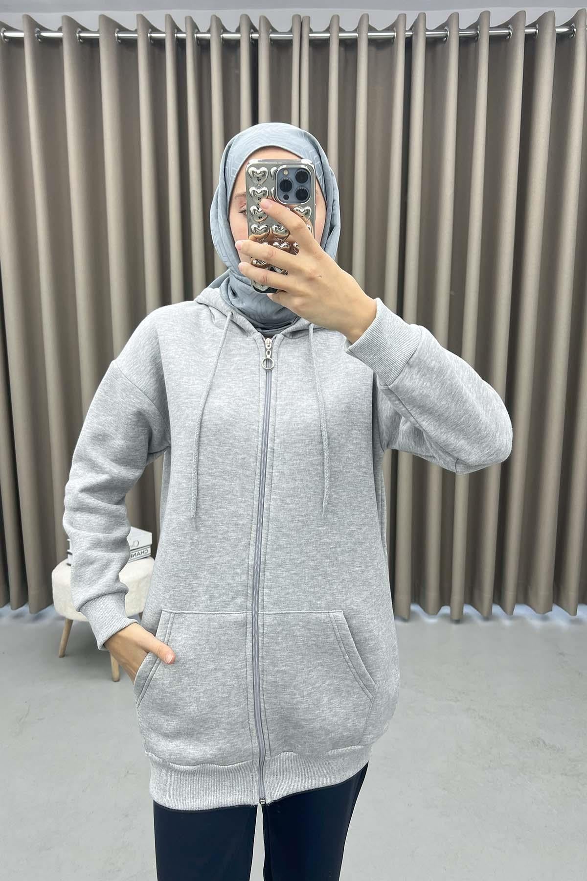 Üç İplik Okul Sweatshirt Gri