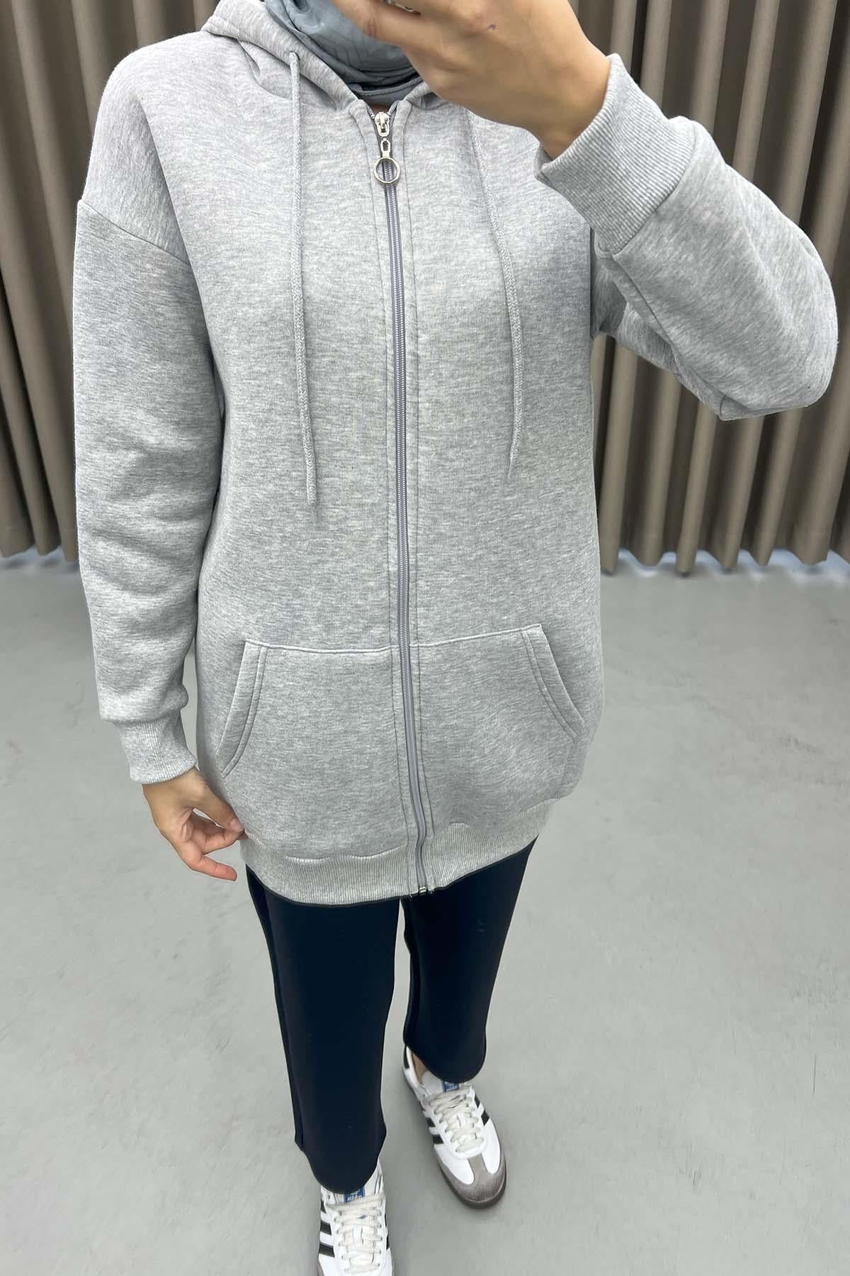 Üç İplik Okul Sweatshirt Gri