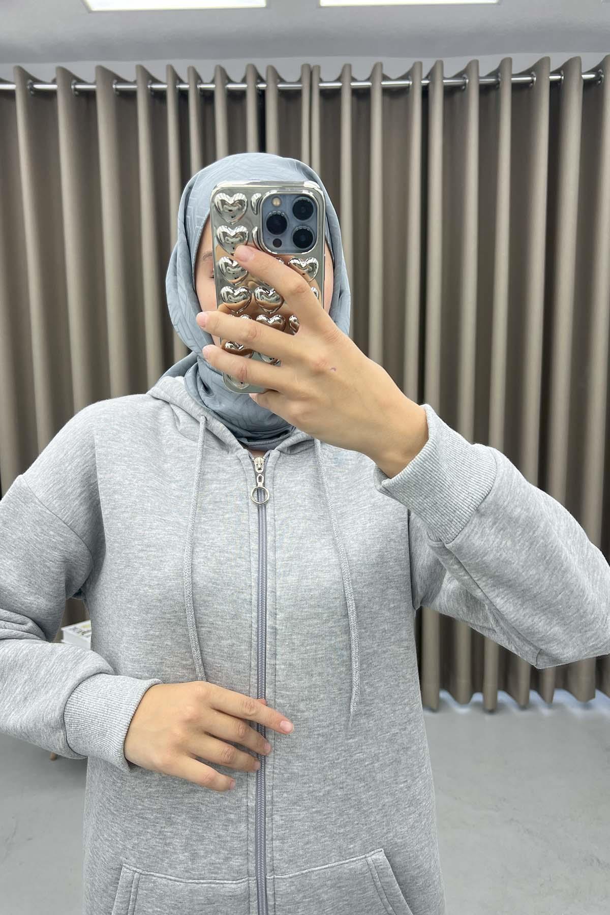 Üç İplik Okul Sweatshirt Gri