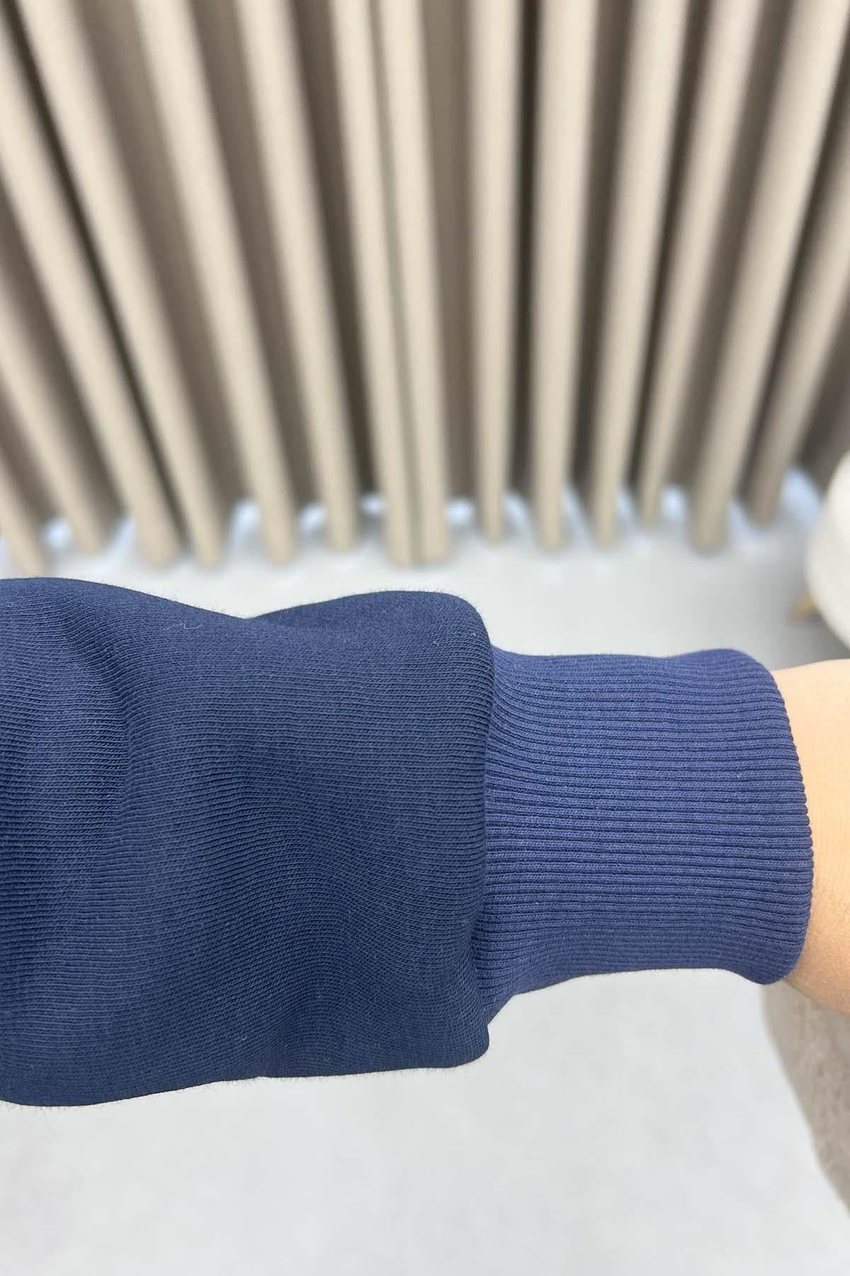 Üç İplik Okul Sweatshirt Lacivert