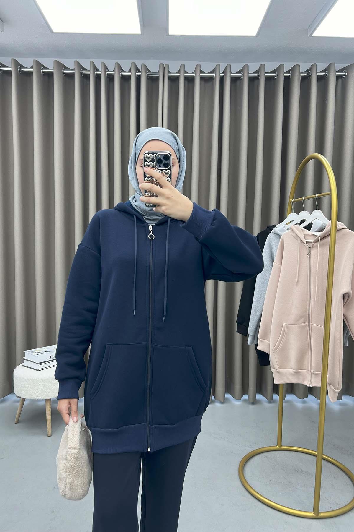 Üç İplik Okul Sweatshirt Lacivert