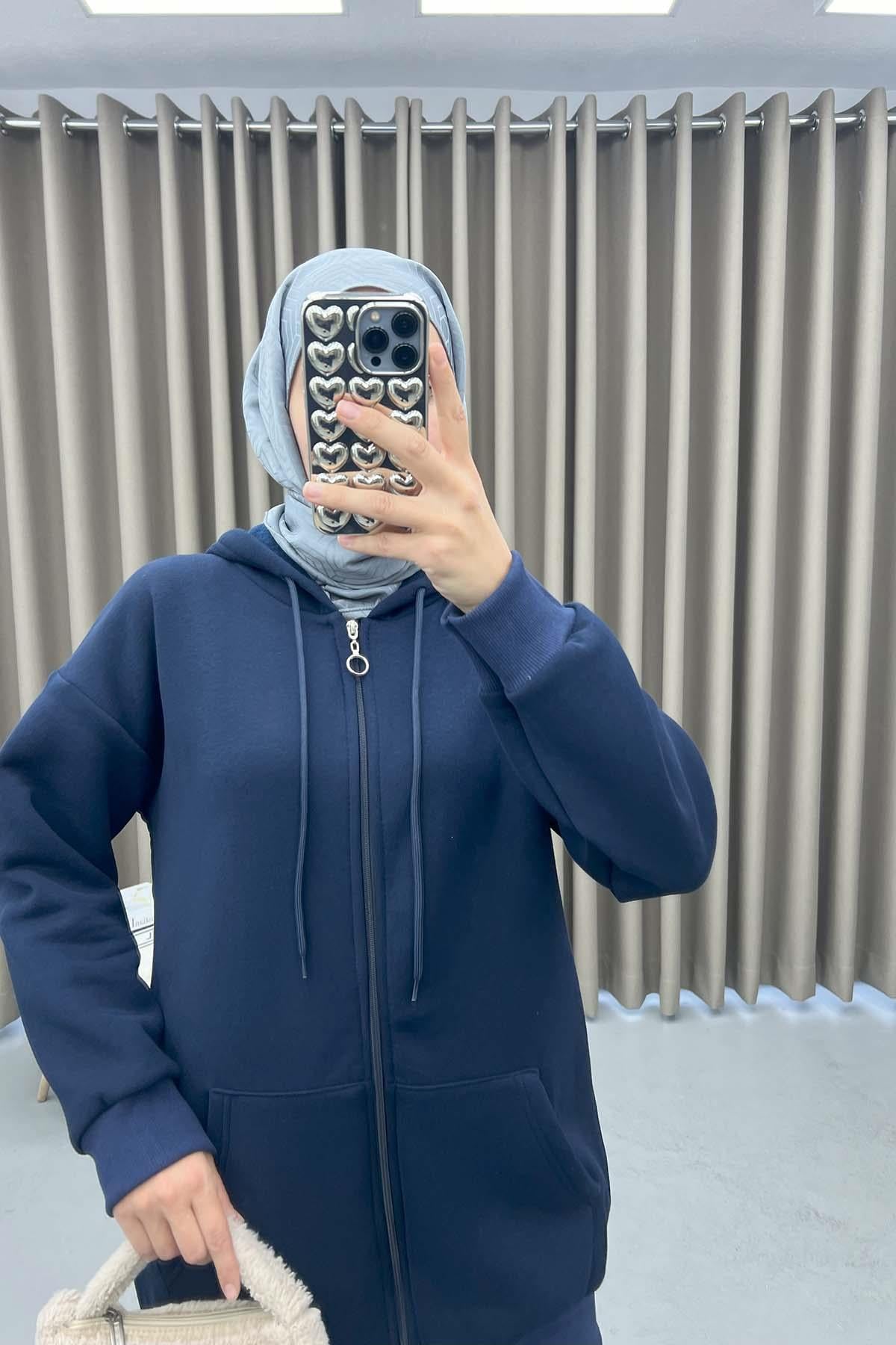 Üç İplik Okul Sweatshirt Lacivert