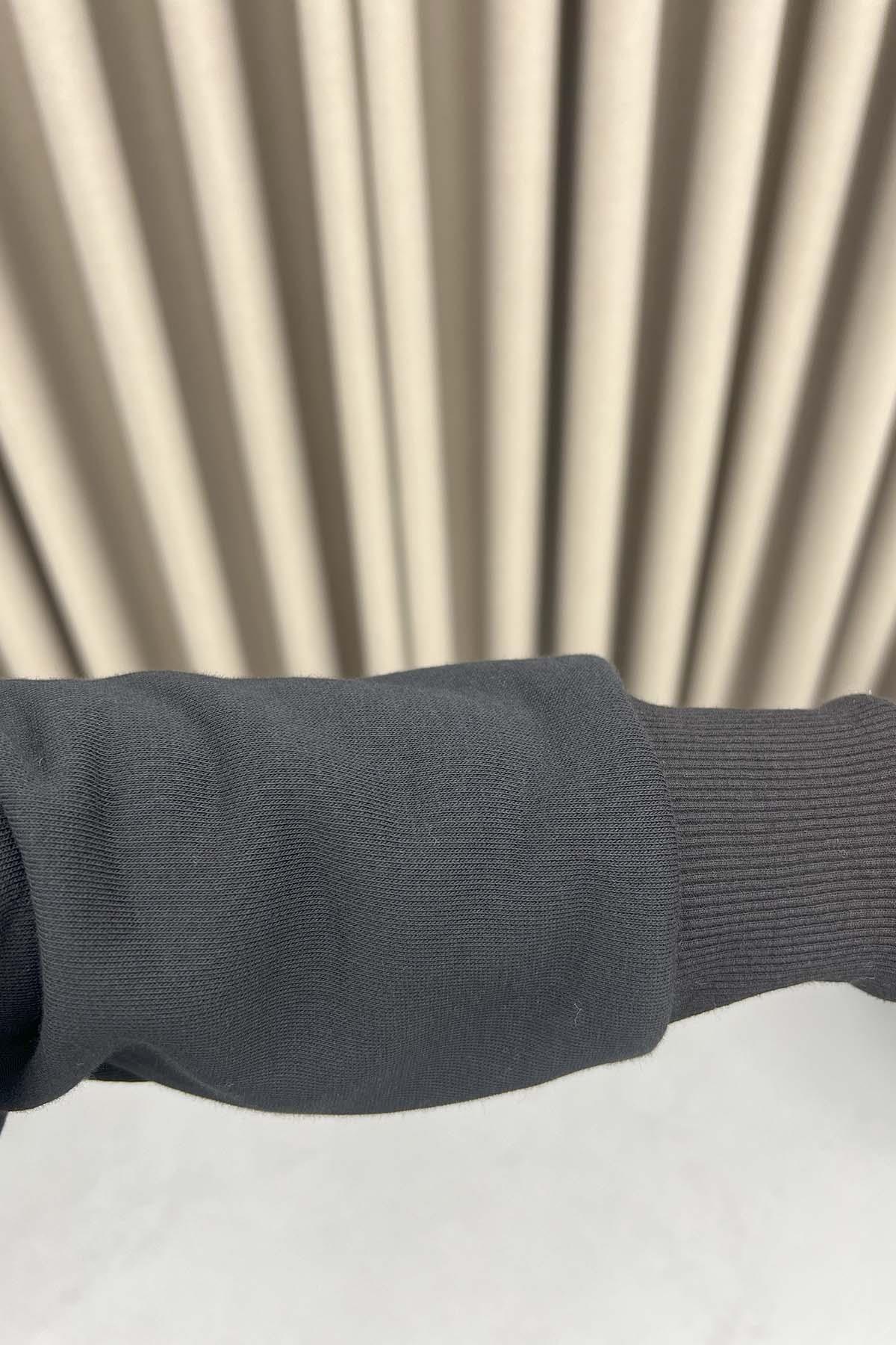 Üç İplik Okul Sweatshirt Siyah