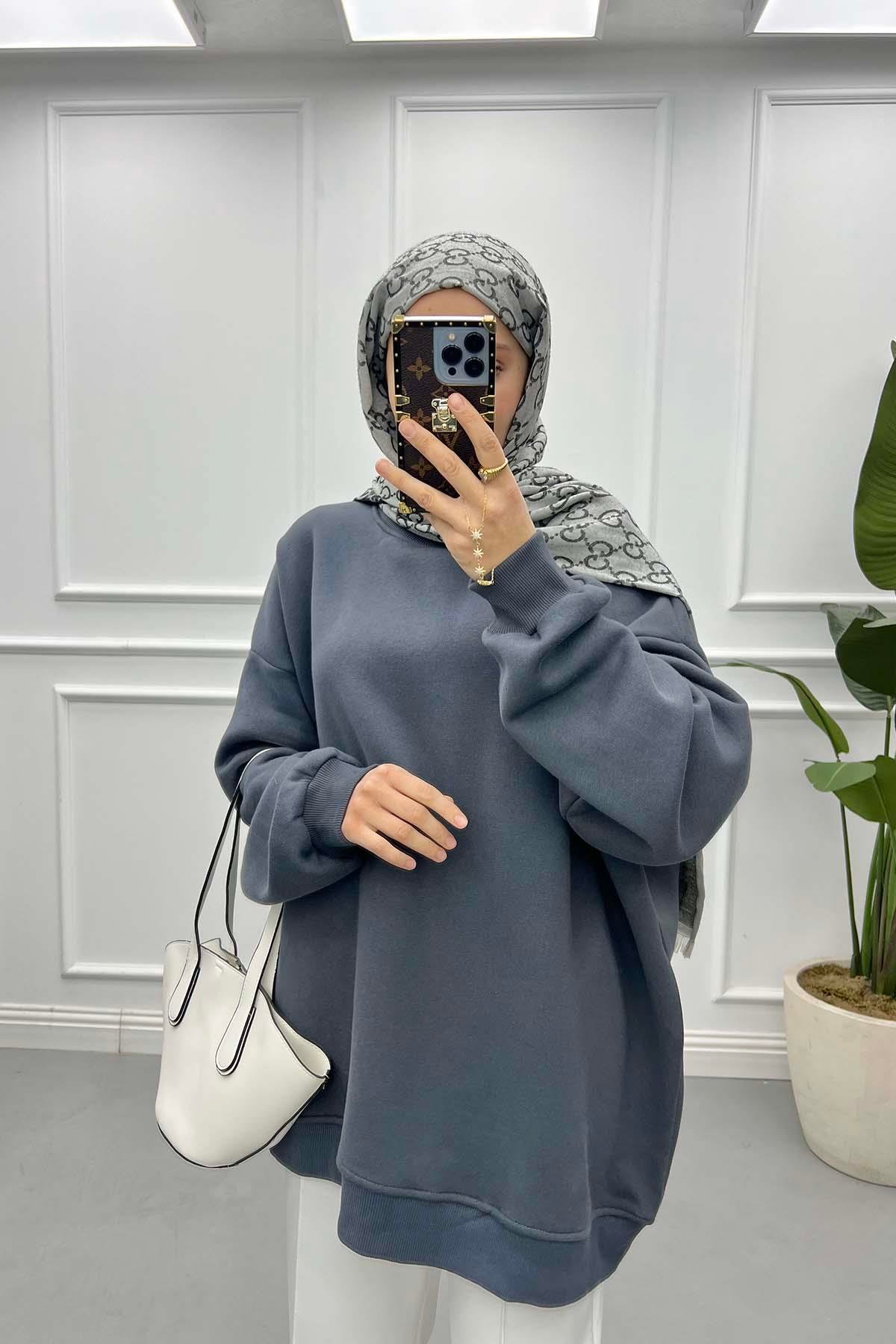 Üç İplik Oversize Sweatshirt Antrasit