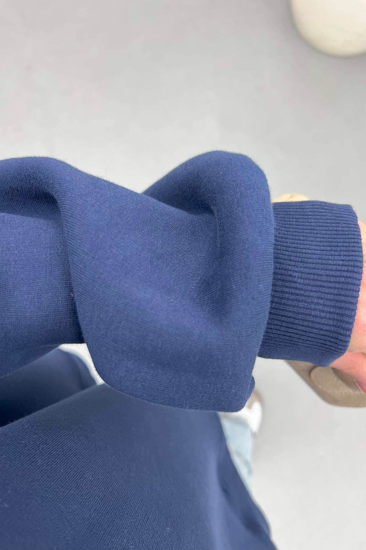 Üç İplik Oversize Sweatshirt Lacivert