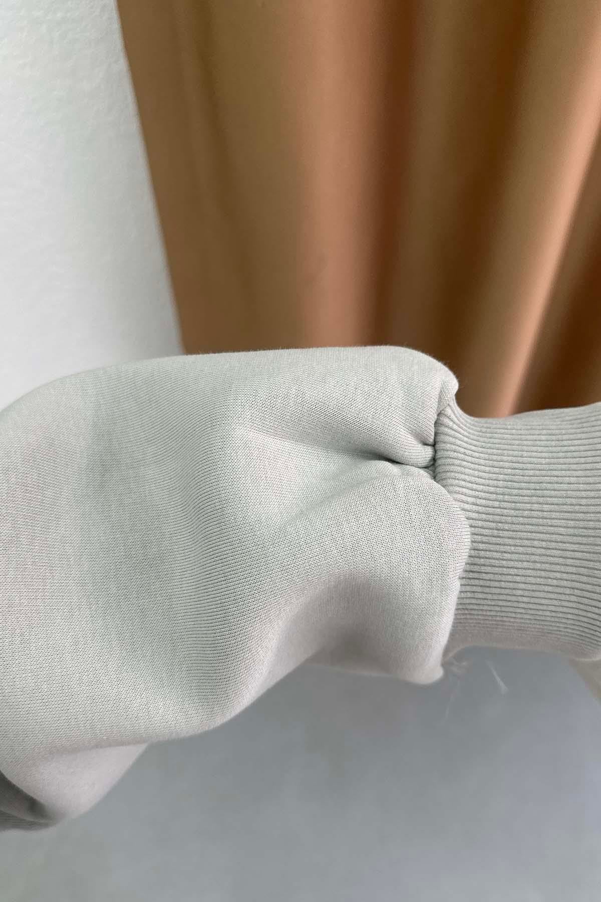 Üç İplik Şardonlu Kapüşonlu Sweat Gri