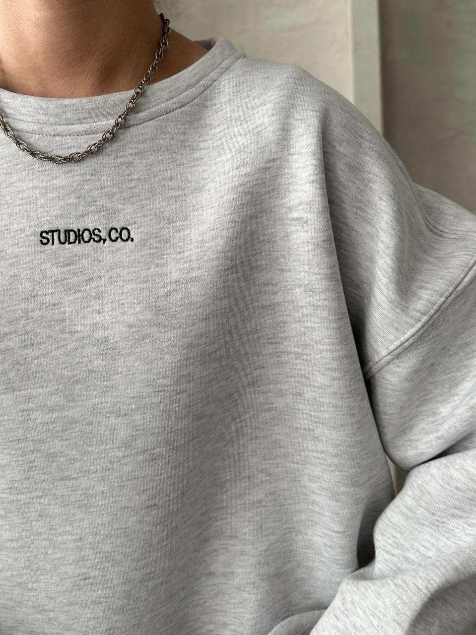 Üç İplik Yazılı Oversize Sweatshirt Açık Gri
