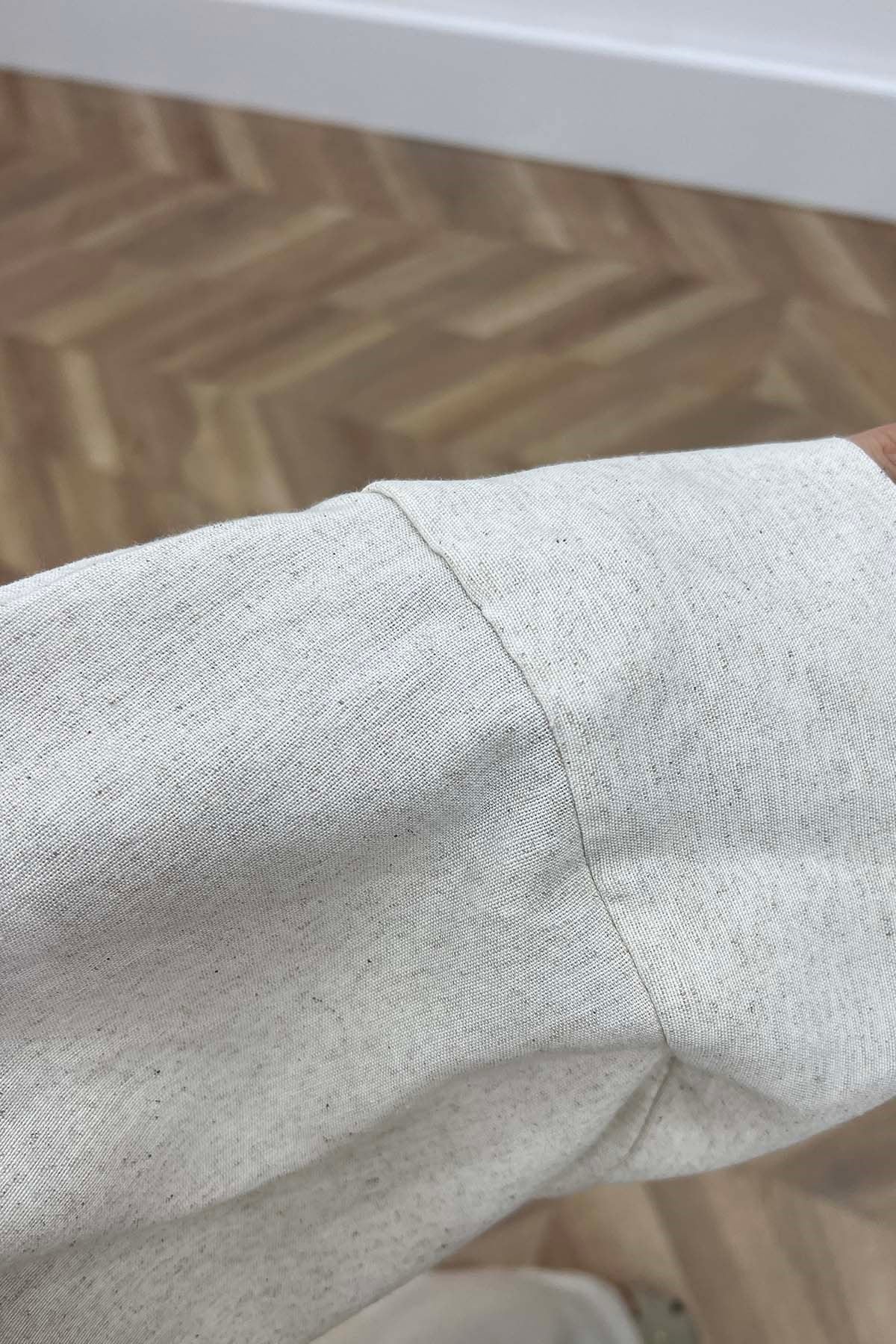 Uzak Doğu Esintili Keten Takım Ekru