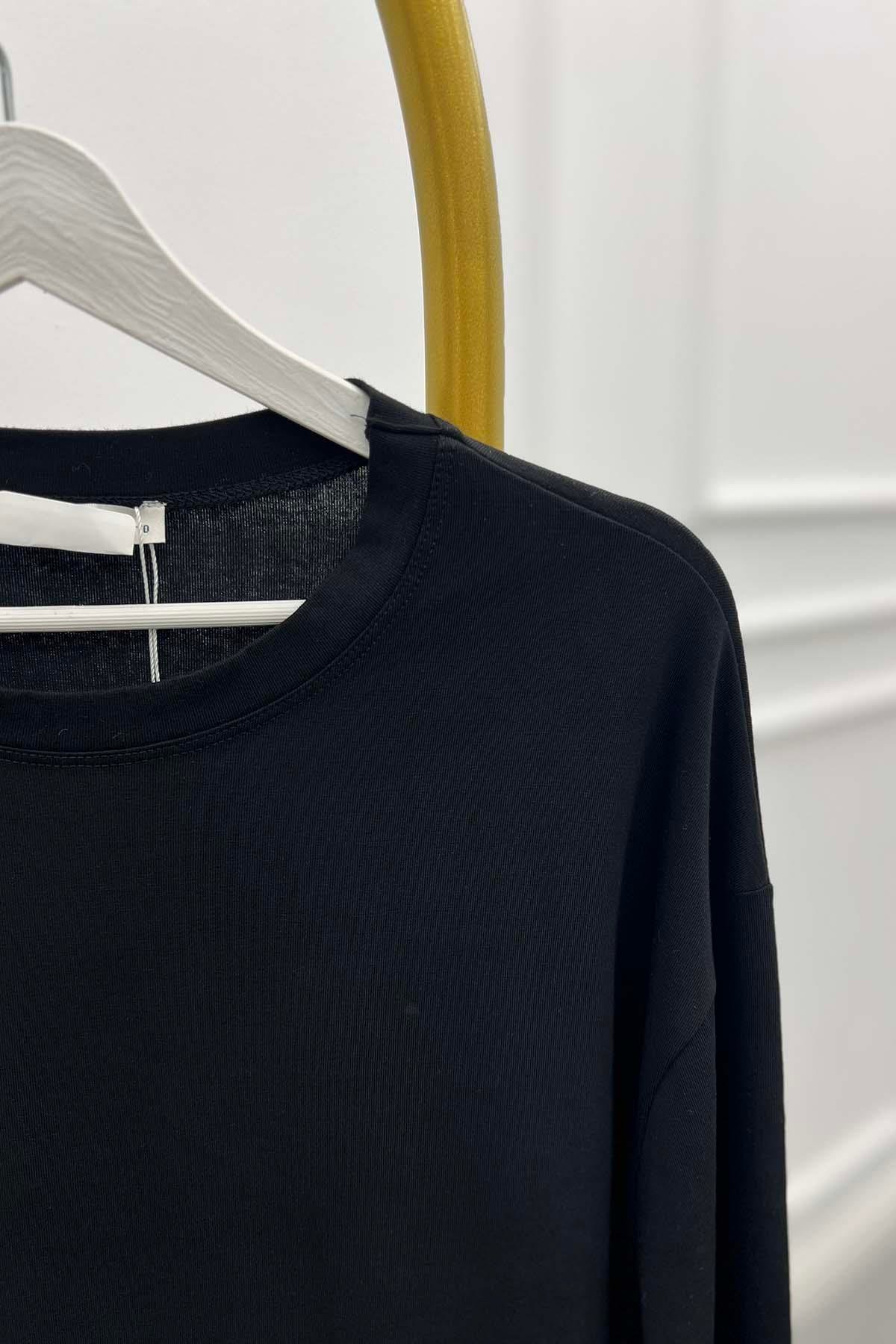 Uzun Kol Oversize Tshirt Siyah