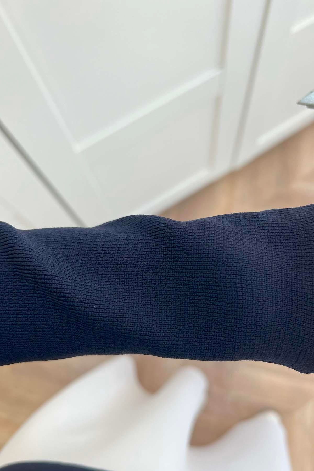 Vatkalı Düğme Detaylı Hırka Lacivert