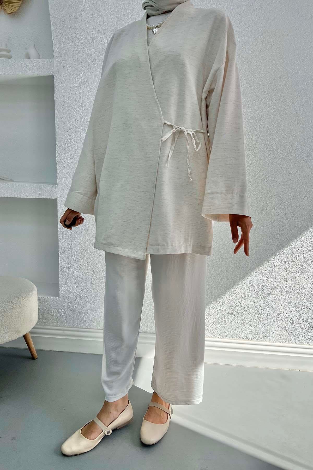 Viral Keten Kimono Taş