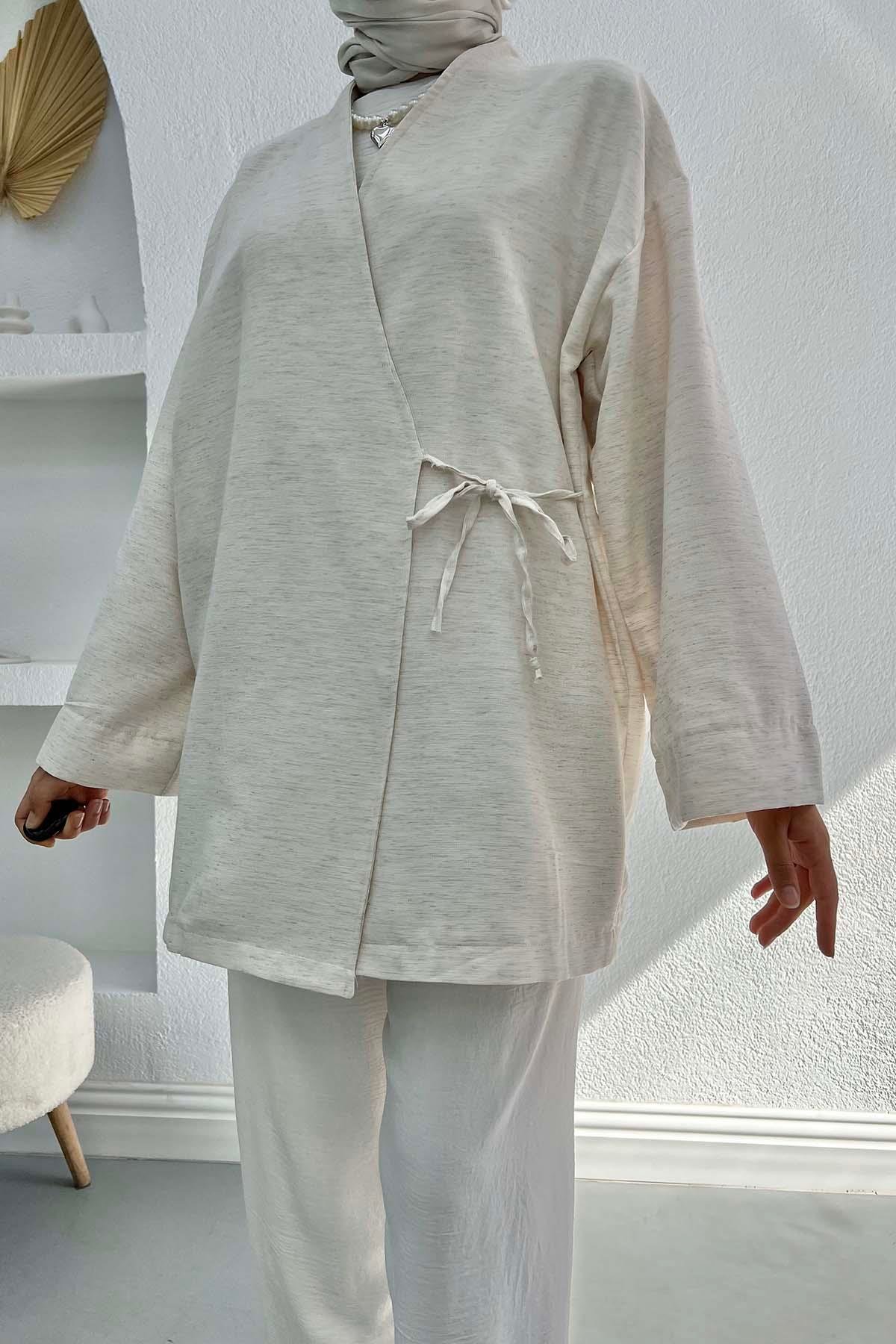 Viral Keten Kimono Taş
