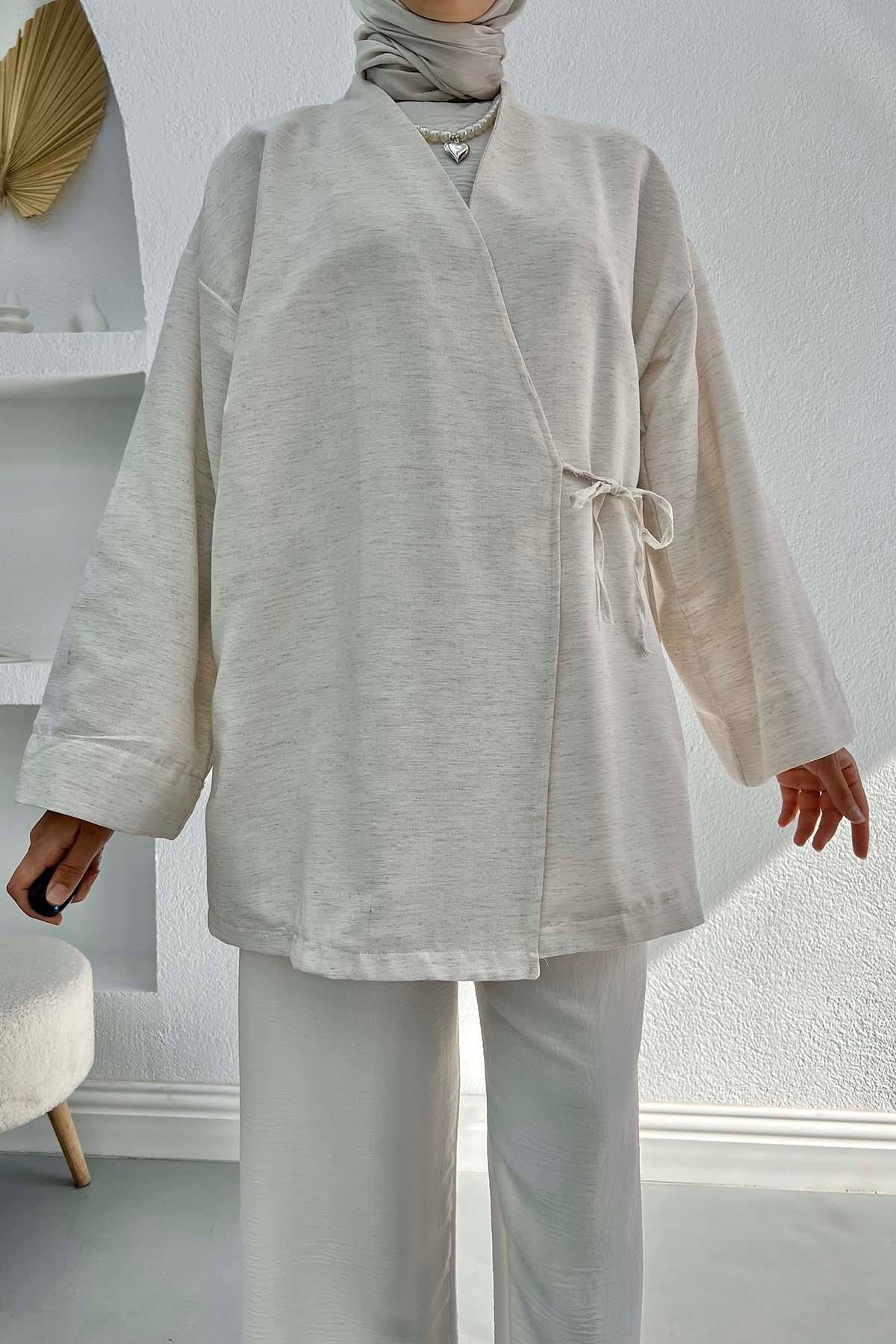 Viral Keten Kimono Taş