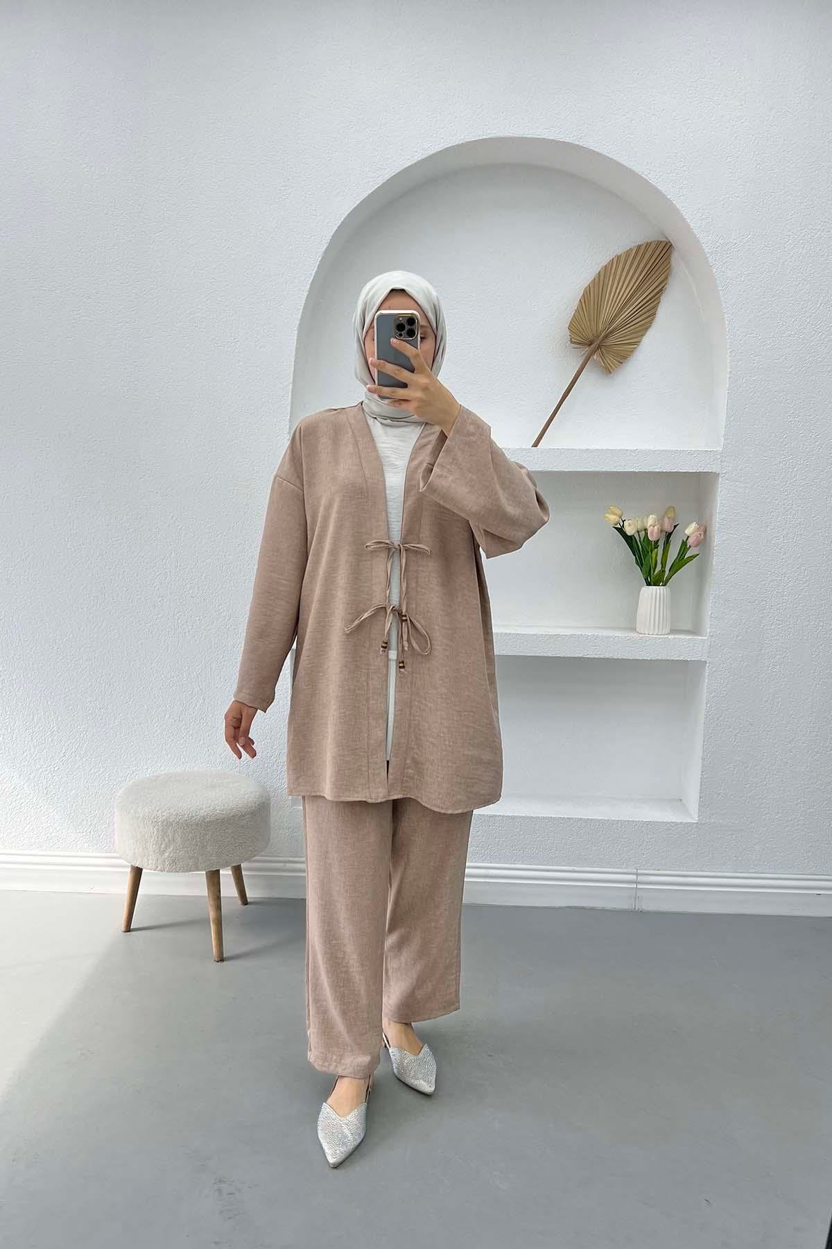 Viral Kimono Takım Sütlü Kahve
