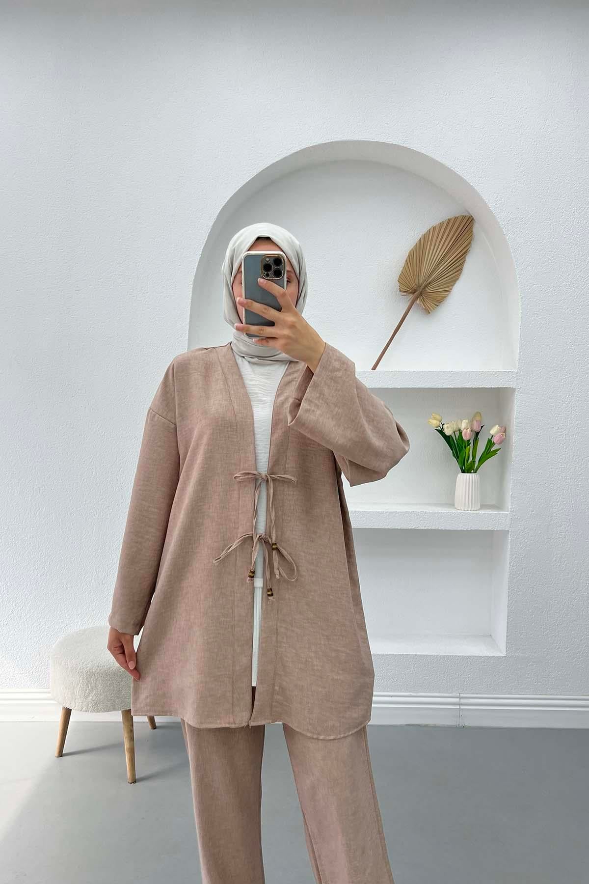 Viral Kimono Takım Sütlü Kahve