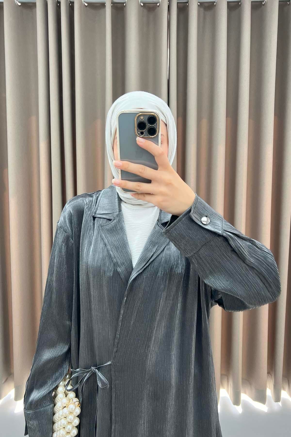 Viral Parlak Kimono Takım Antrasit