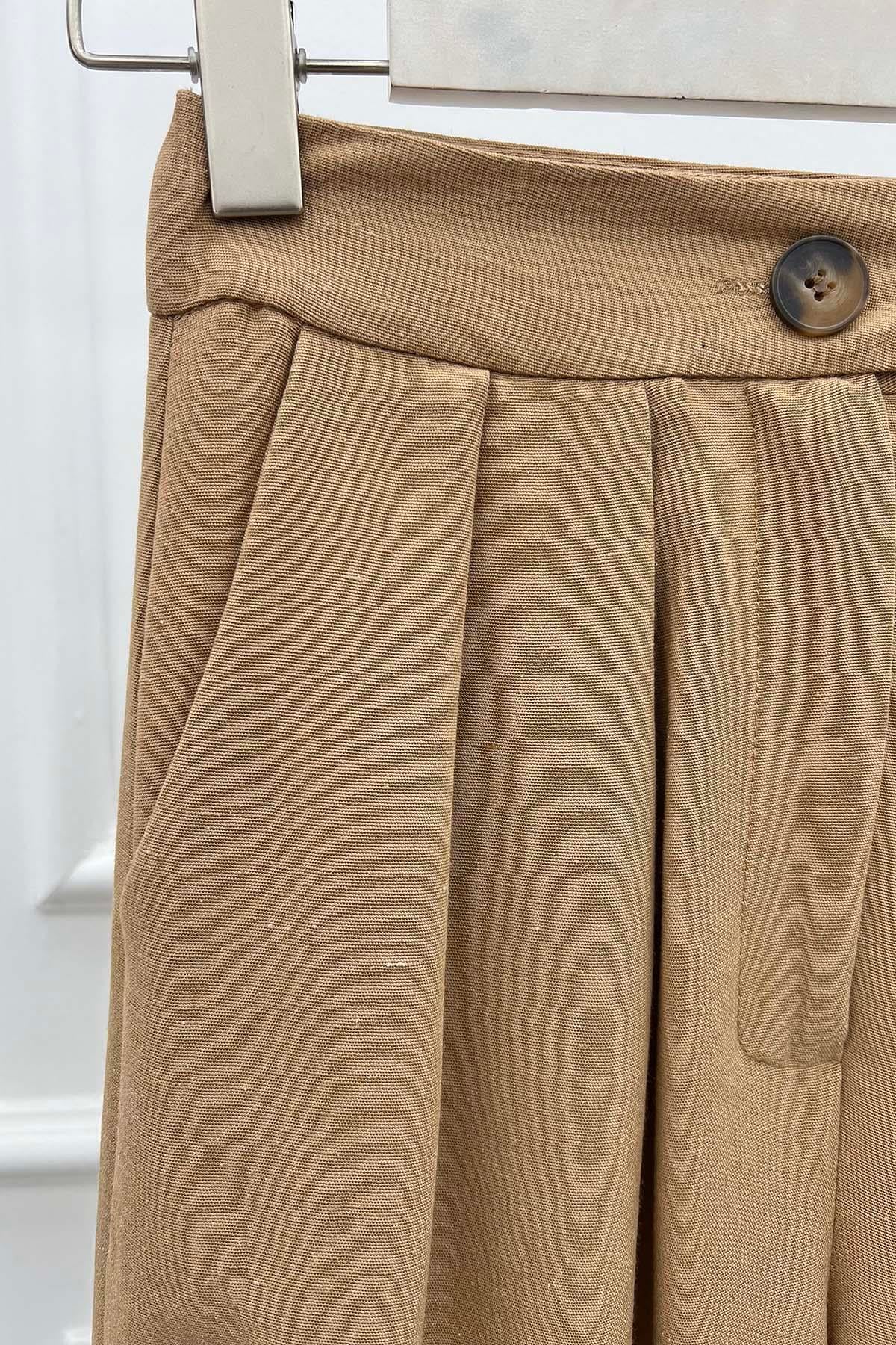 Viskon Keten Pantolon Camel