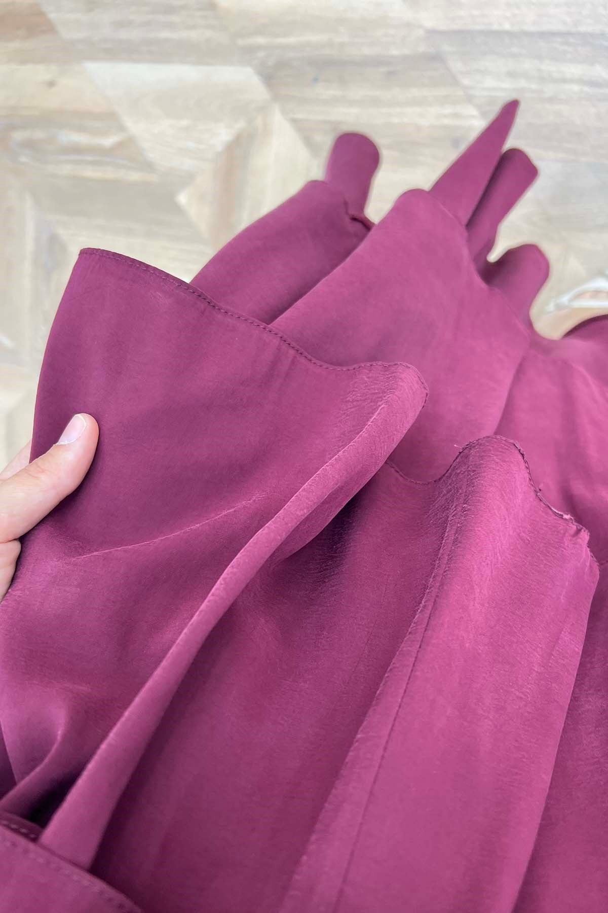 Volanlı Modern Etek Bordo