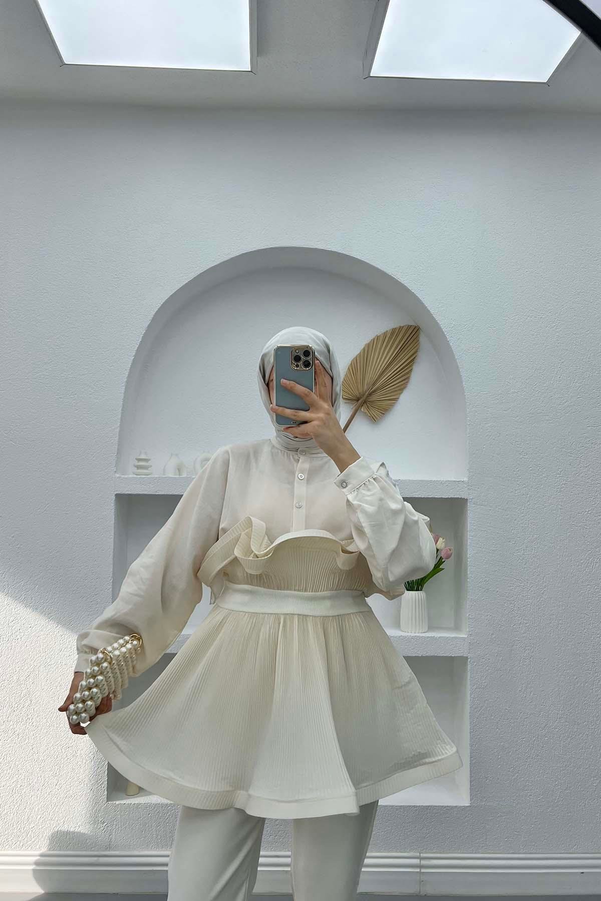 Volanlı Prenses Gömlek Taş