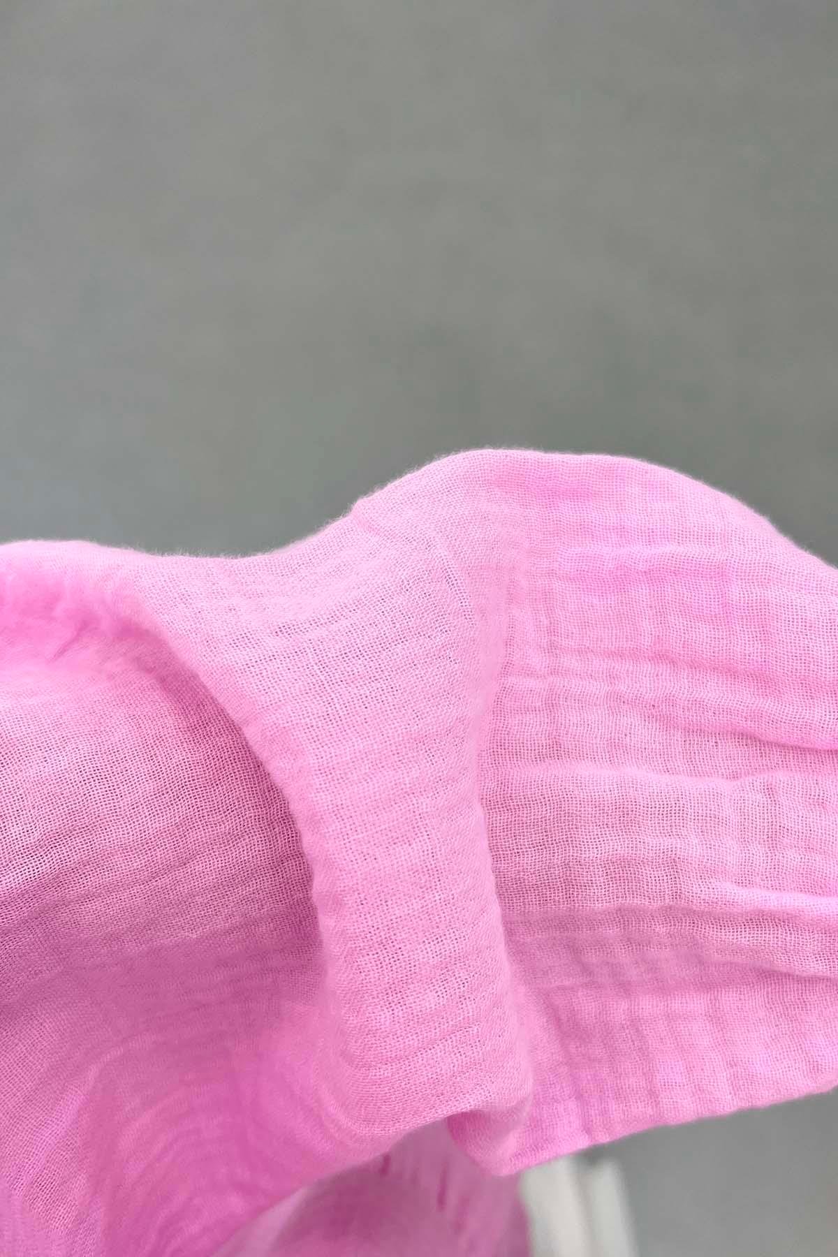 Yaka Bağlamalı Müslin Gömlek Pembe