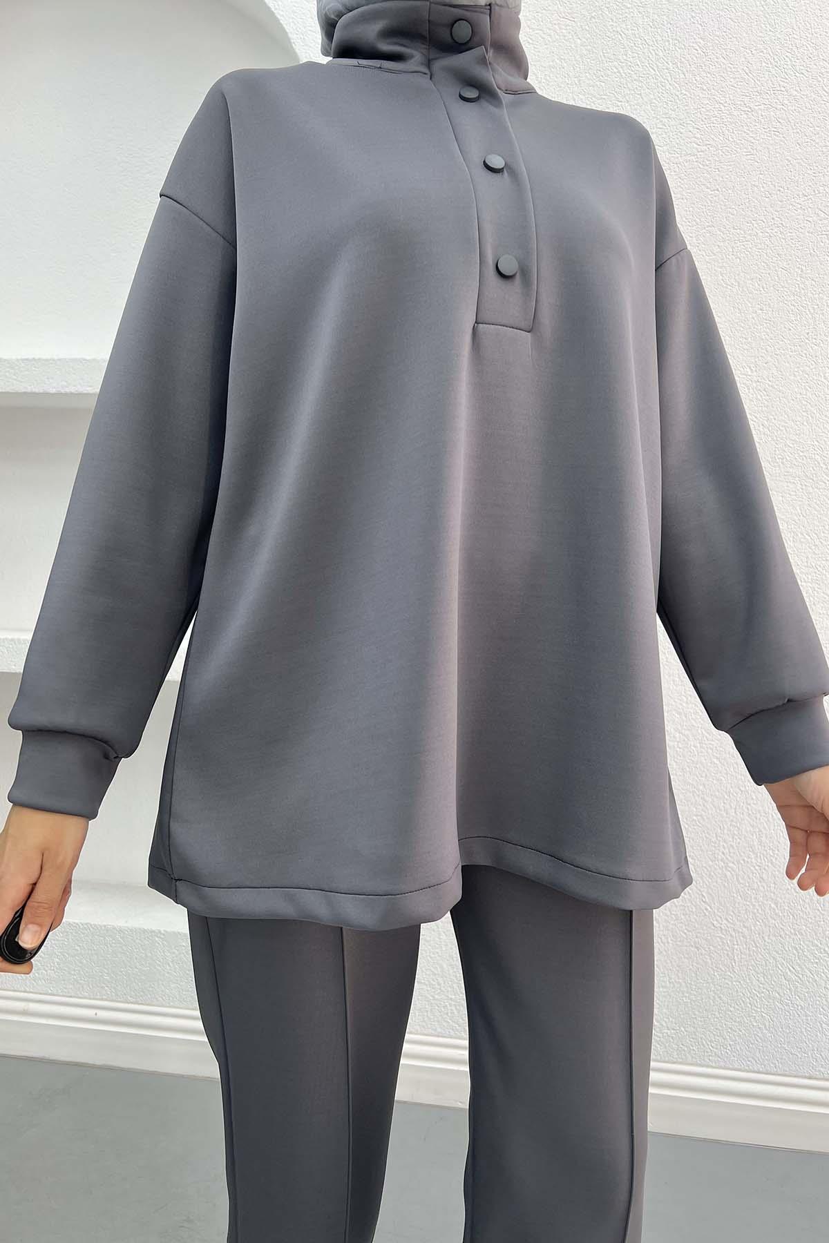 Yaka Çıtçıtlı Scuba Takım Antrasit