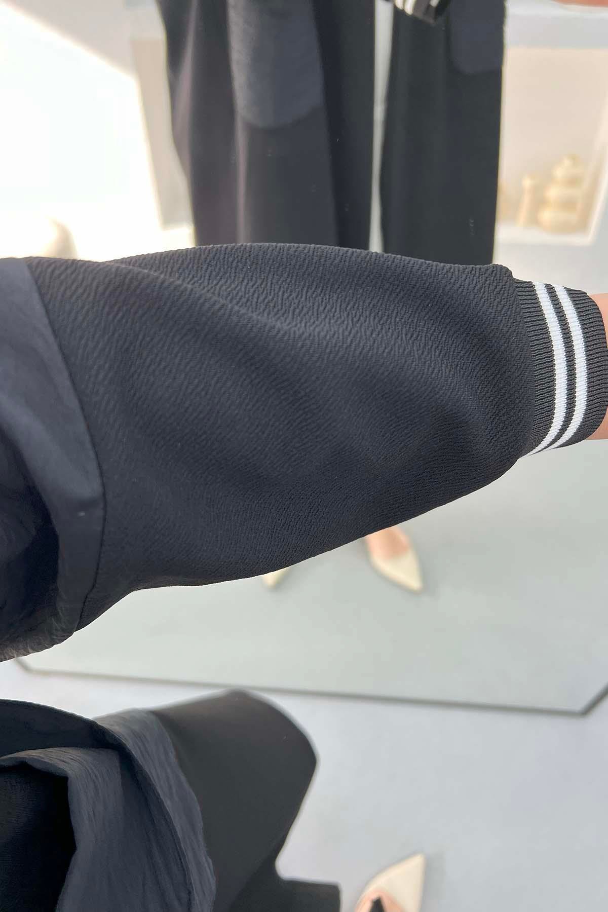 Yaka Çizgili Ceket Siyah