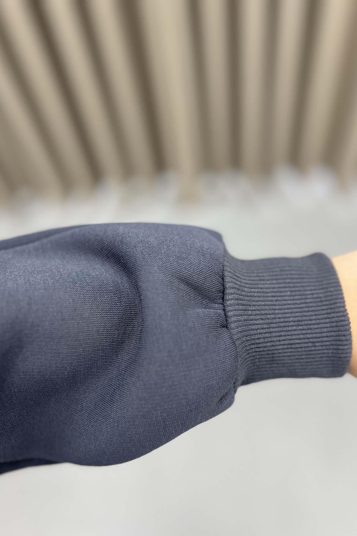 Yaka Fermuarlı Sweatshirt Antrasit