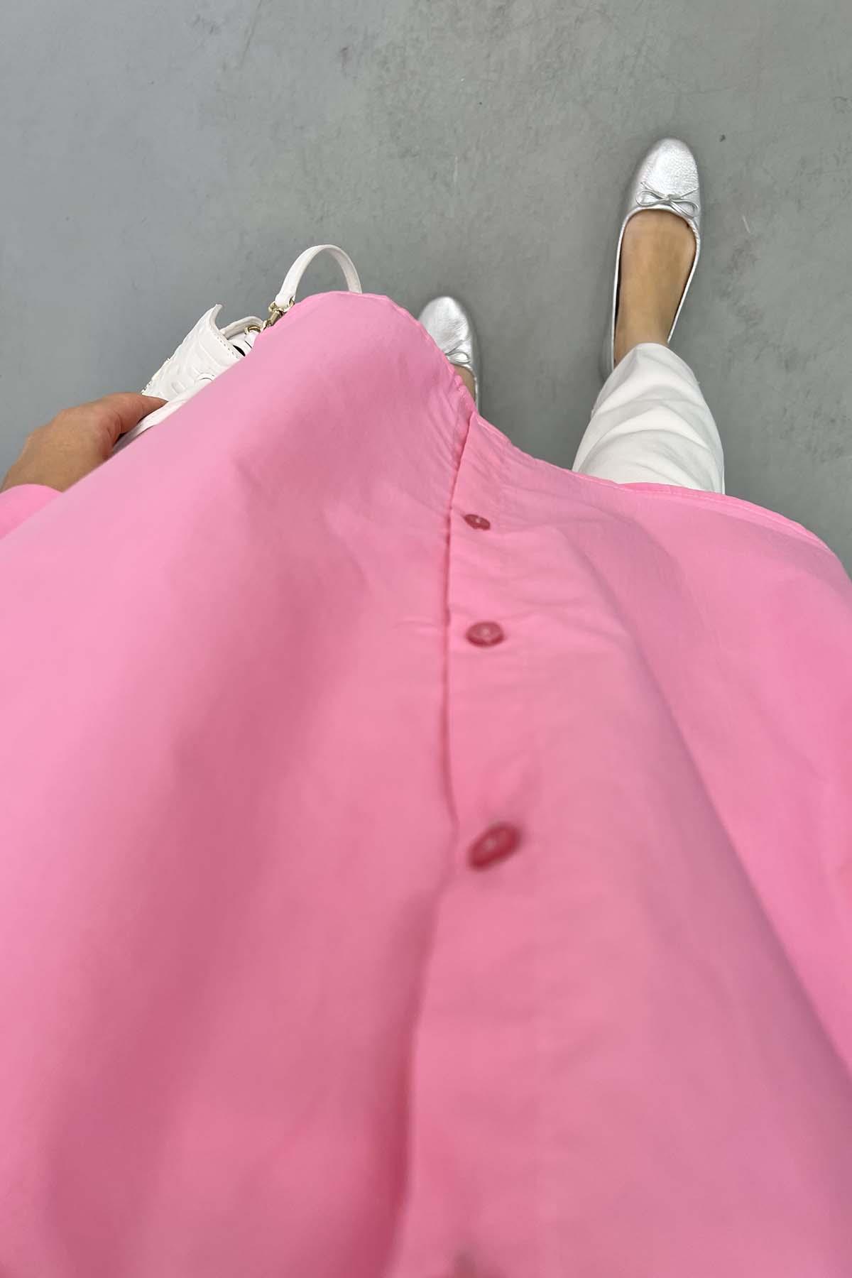 Yaka Fiyonklu Gömlek Pembe