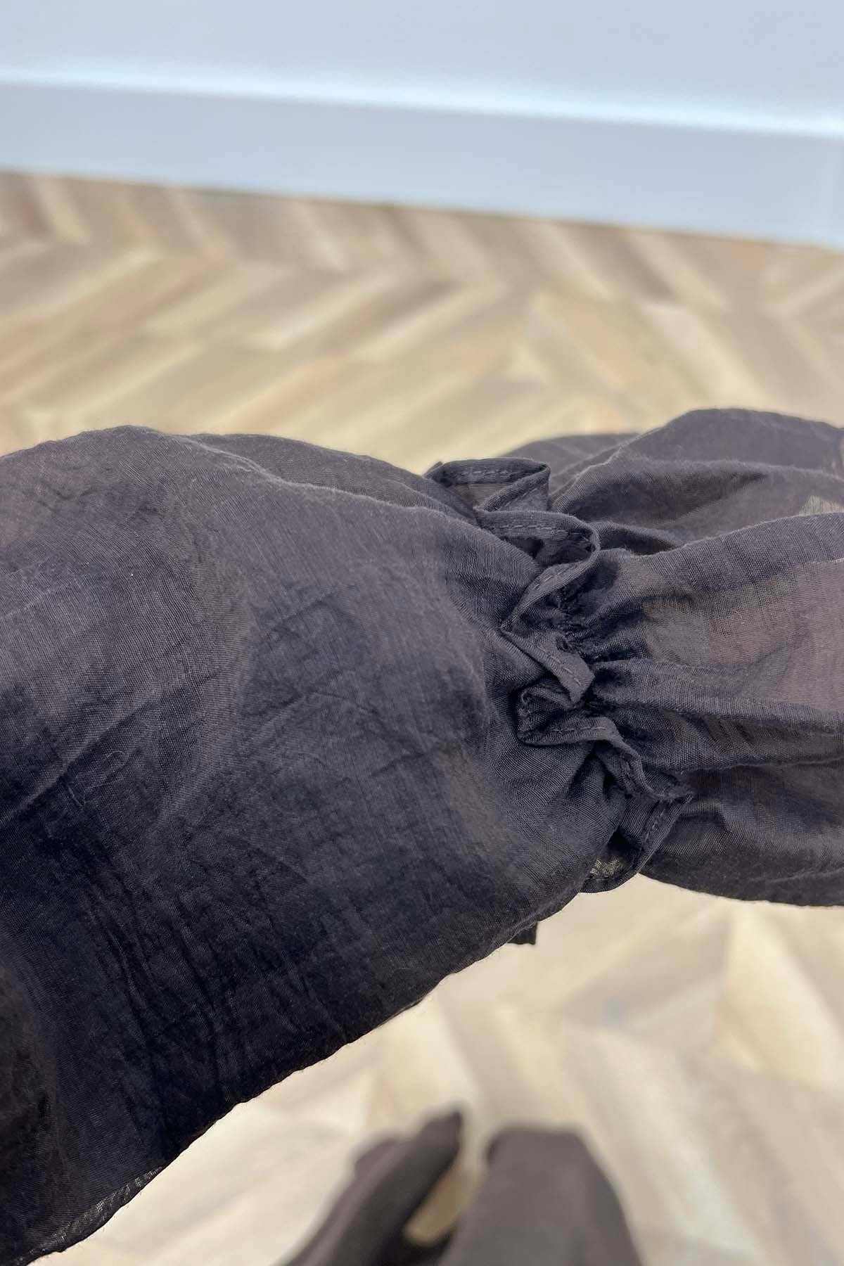 Yaka Ve Kol Fırfır Deyatlı Tül Elbise Acı Kahve