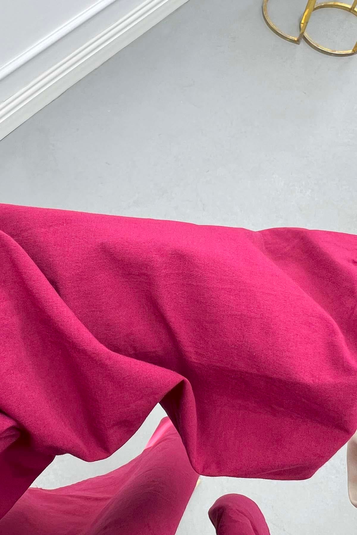 Yakası Lastikli Poplin Gömlek Bordo