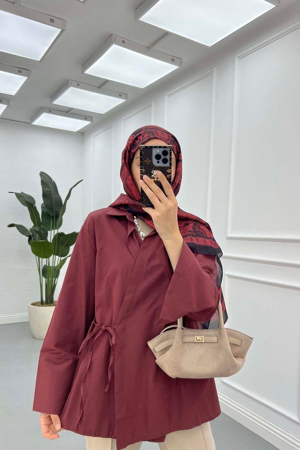 Yandan Bağlamalı Ceket Bordo
