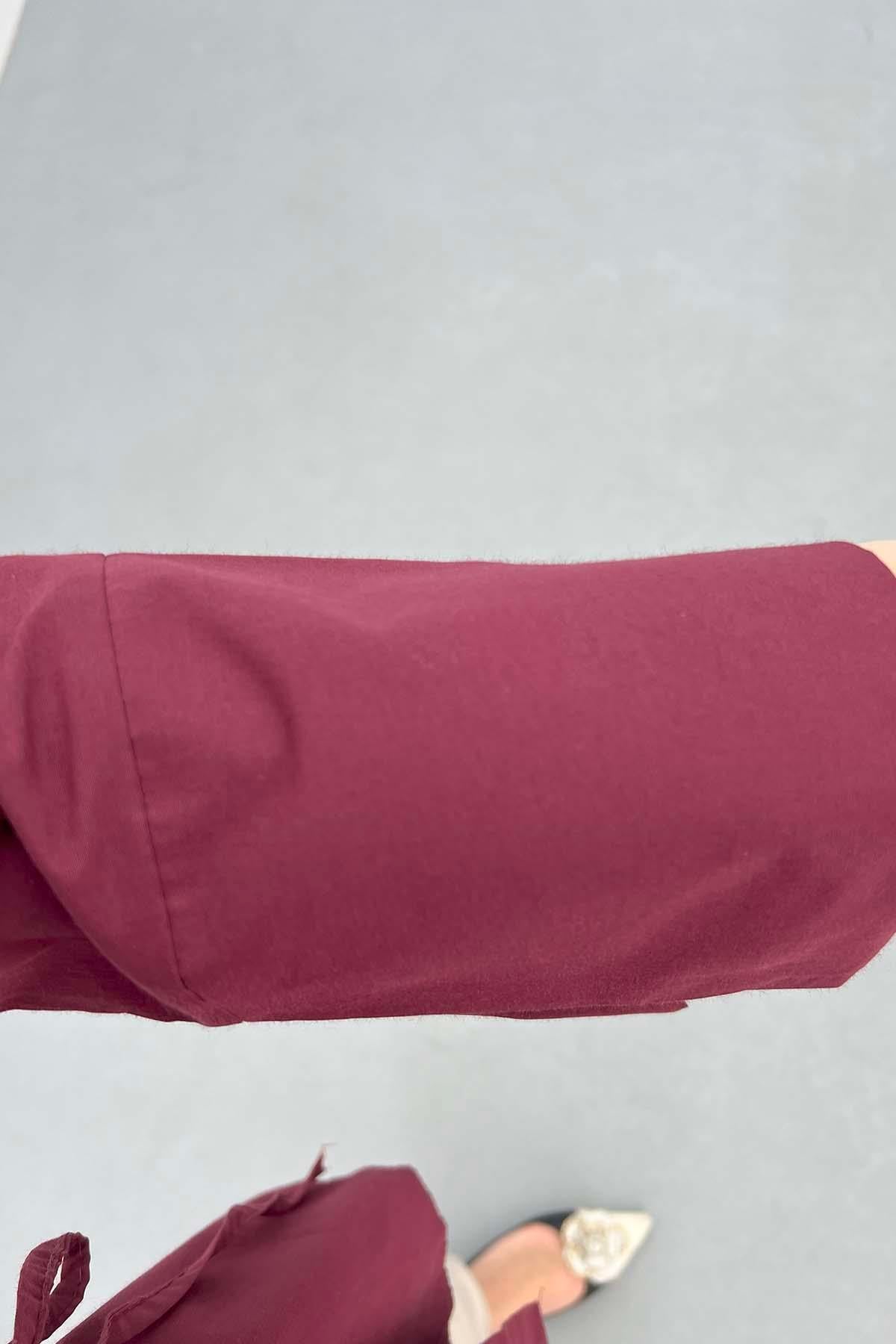 Yandan Bağlamalı Ceket Bordo