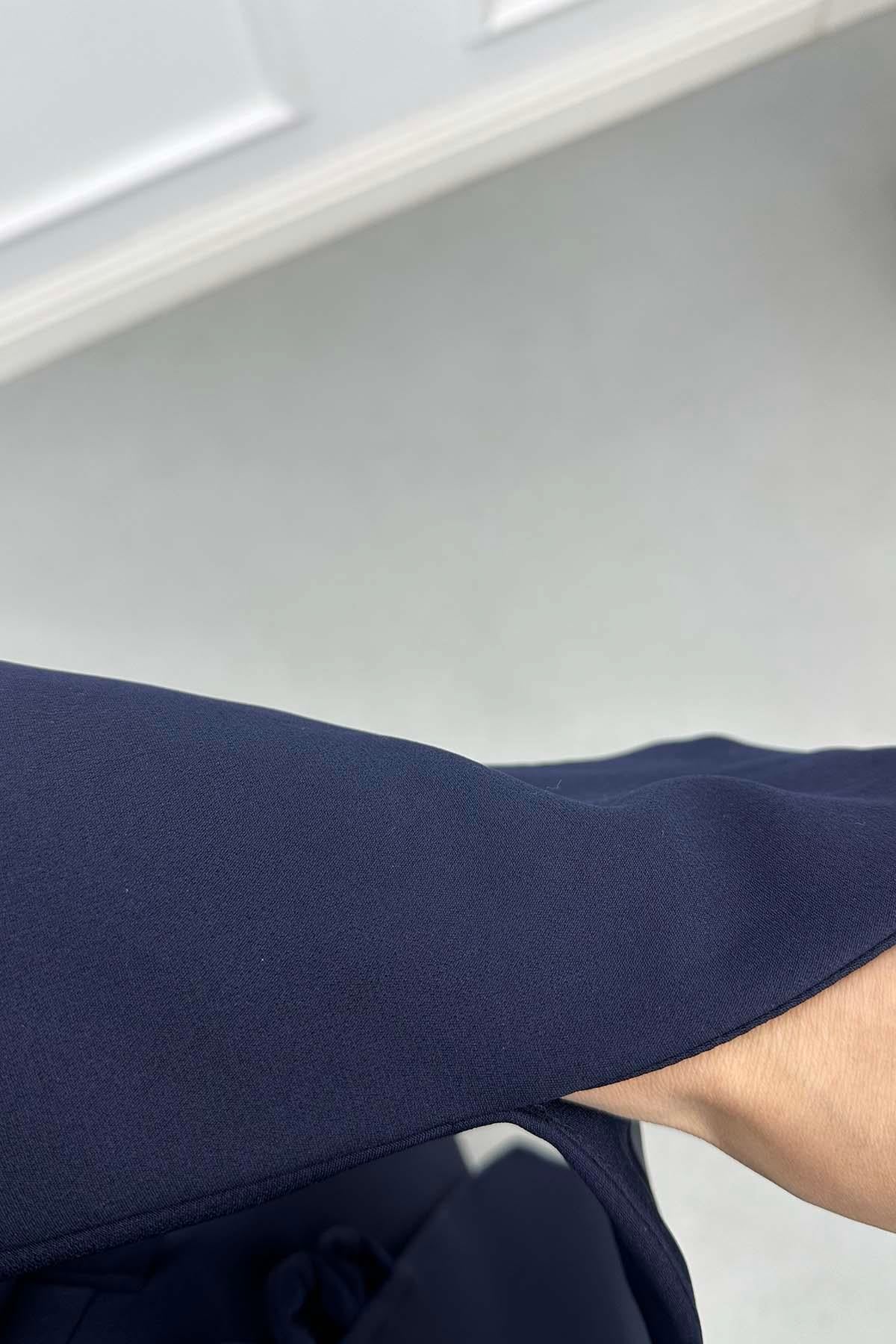 Yandan Bağlamalı Ceket Lacivert