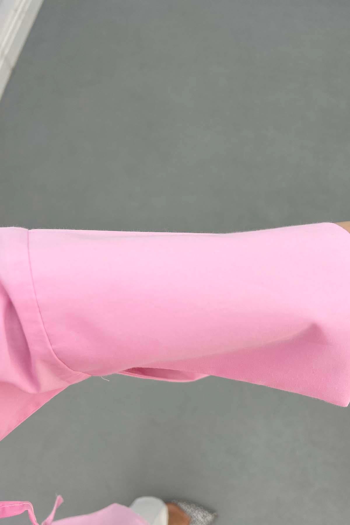 Yandan Bağlamalı Ceket Pembe