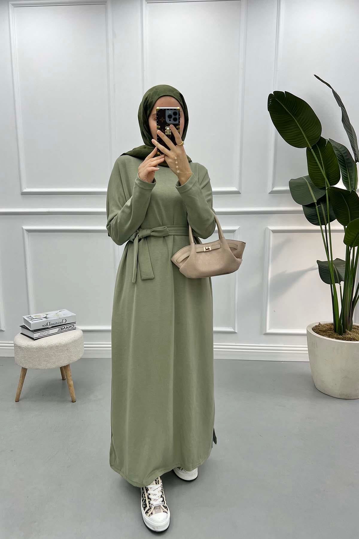 Yarasa Kol Elbise Soft Yeşil
