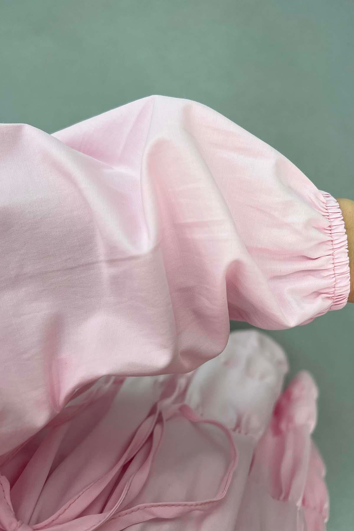 Yarım Düğmeli Elbise Pembe