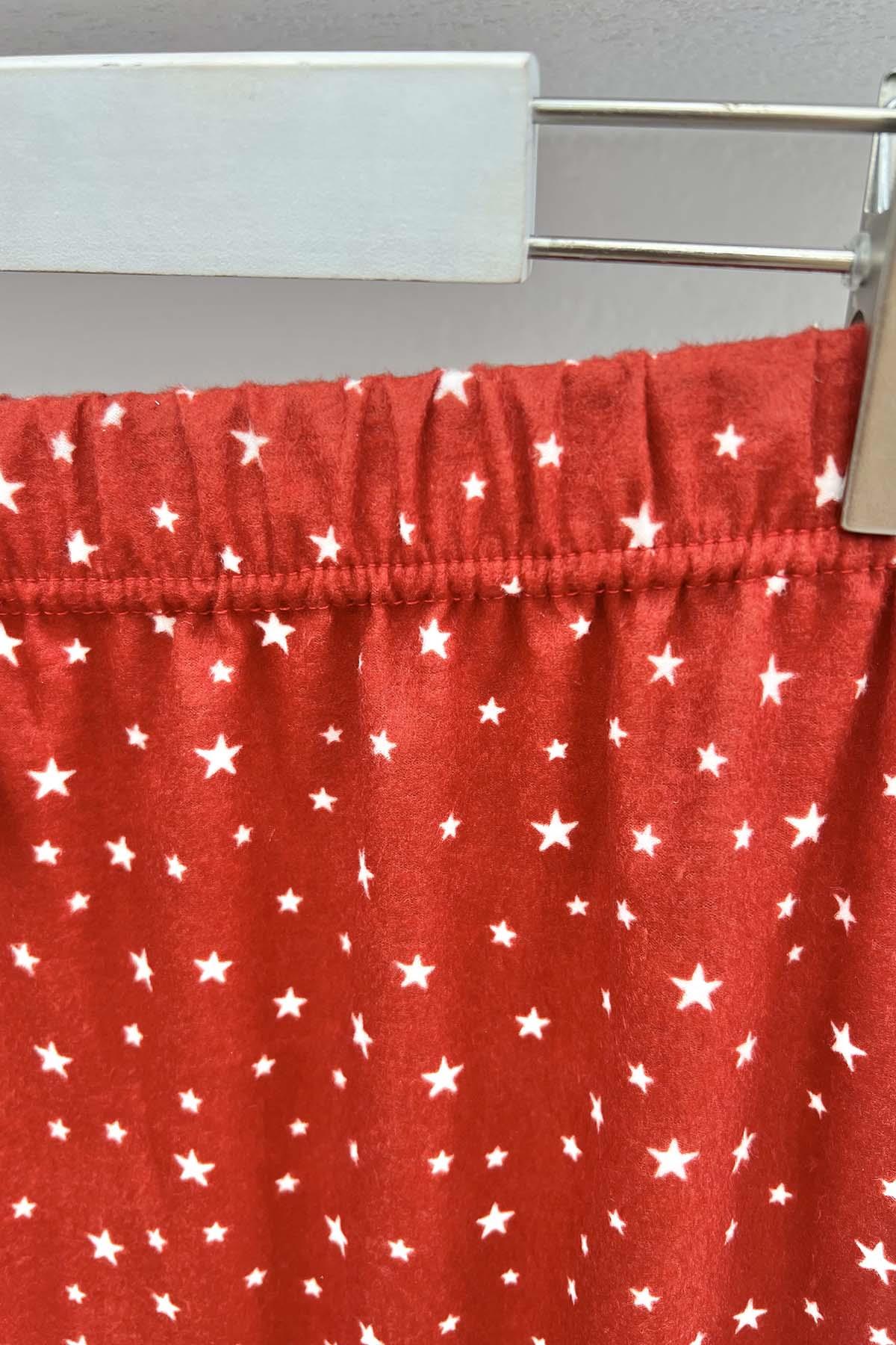 Yıldız Desenli Pijama Altı Kırmızı