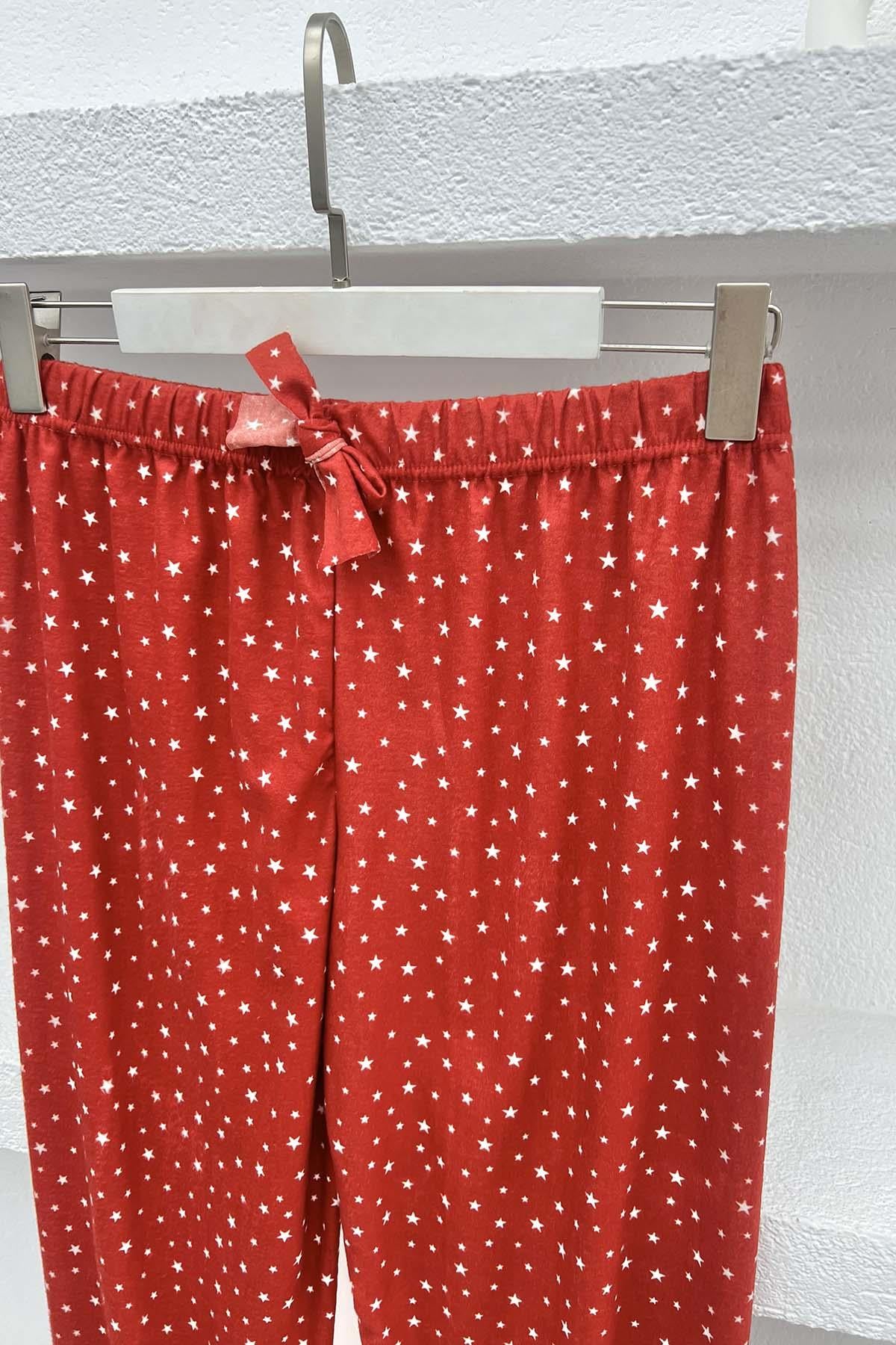 Yıldız Desenli Pijama Altı Kırmızı
