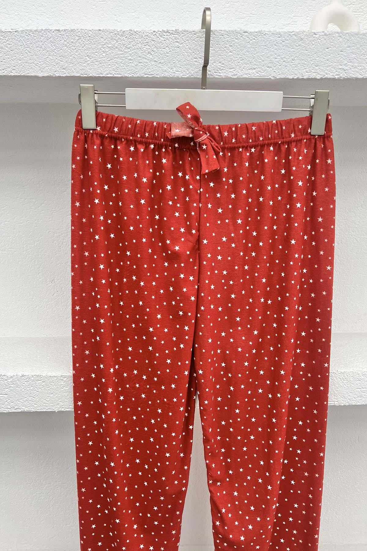Yıldız Desenli Pijama Altı Kırmızı