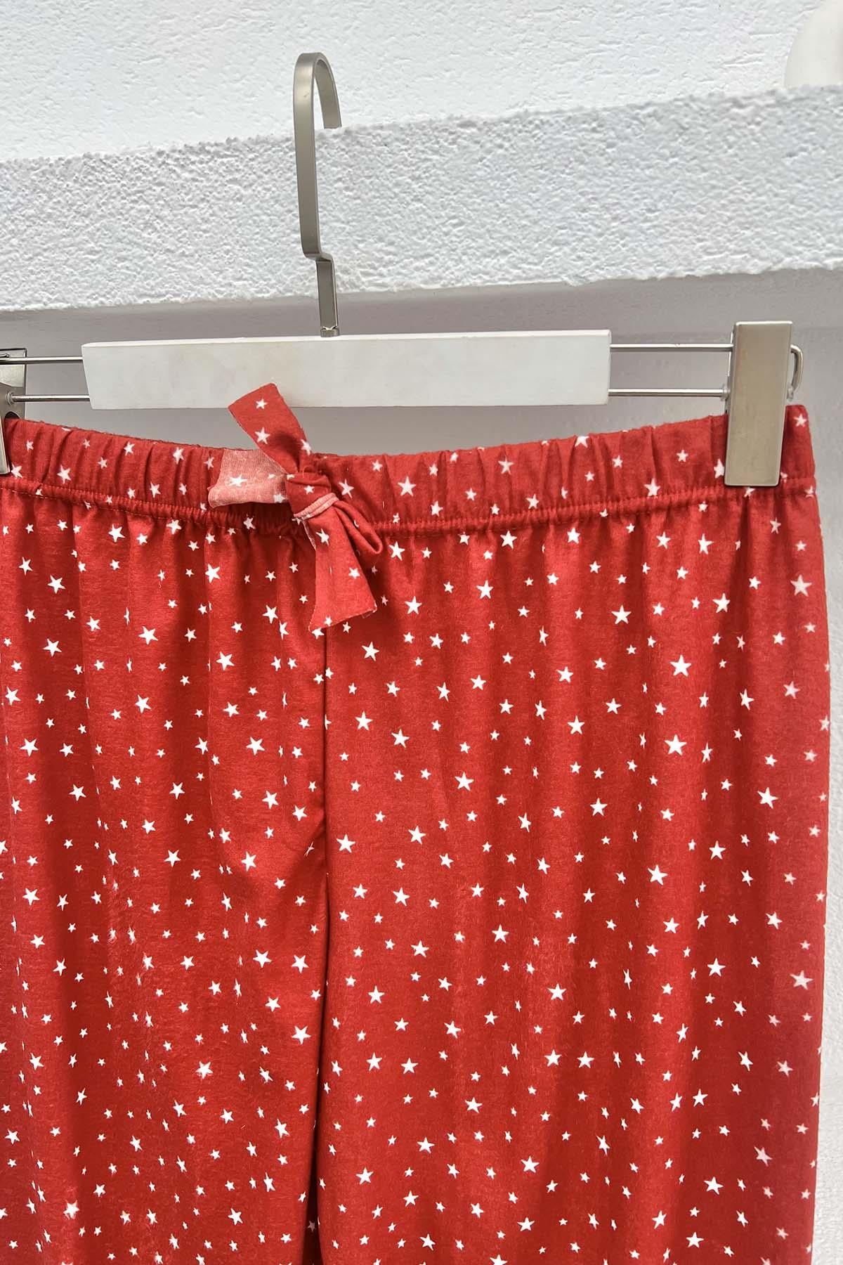 Yıldız Desenli Pijama Altı Kırmızı