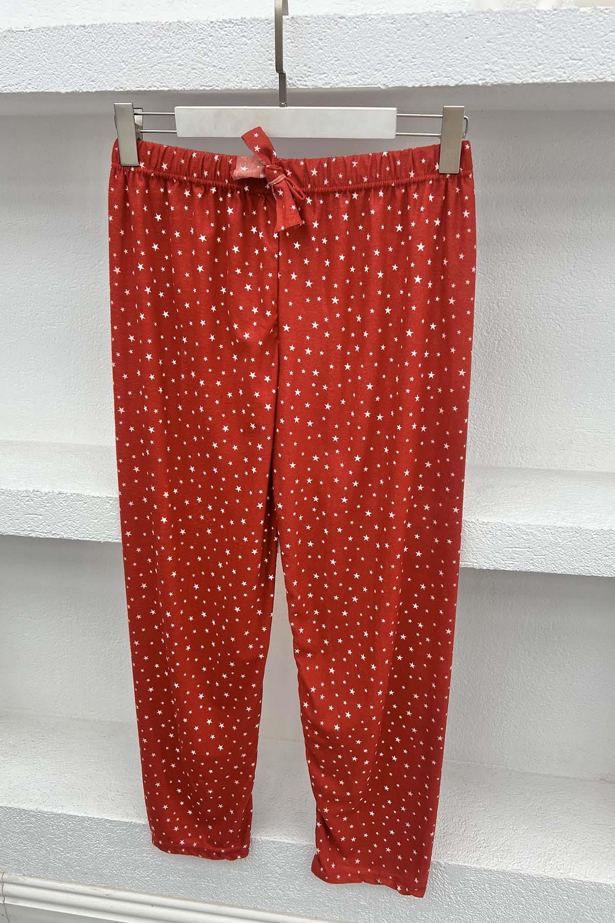 Yıldız Desenli Pijama Altı Kırmızı