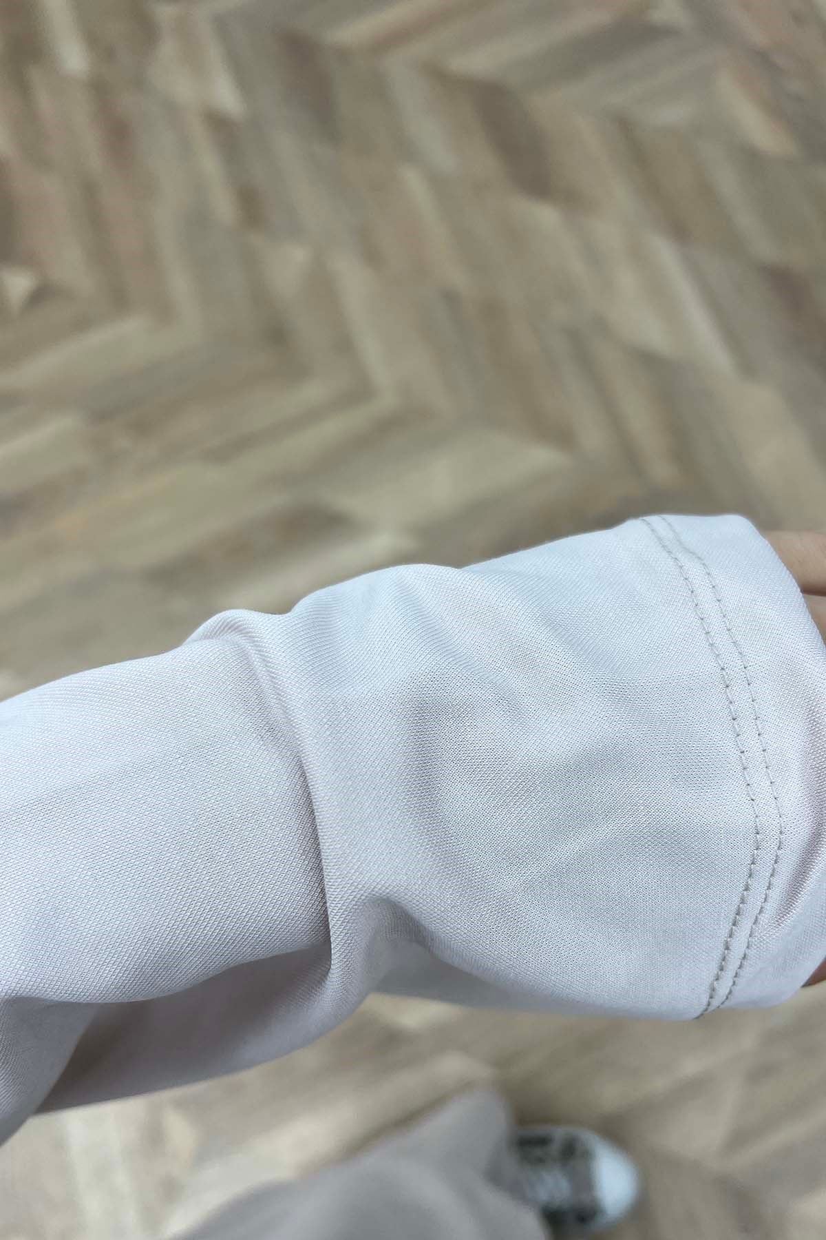 Yırtmaç Detaylı Uzun Tunik Takım Ekru