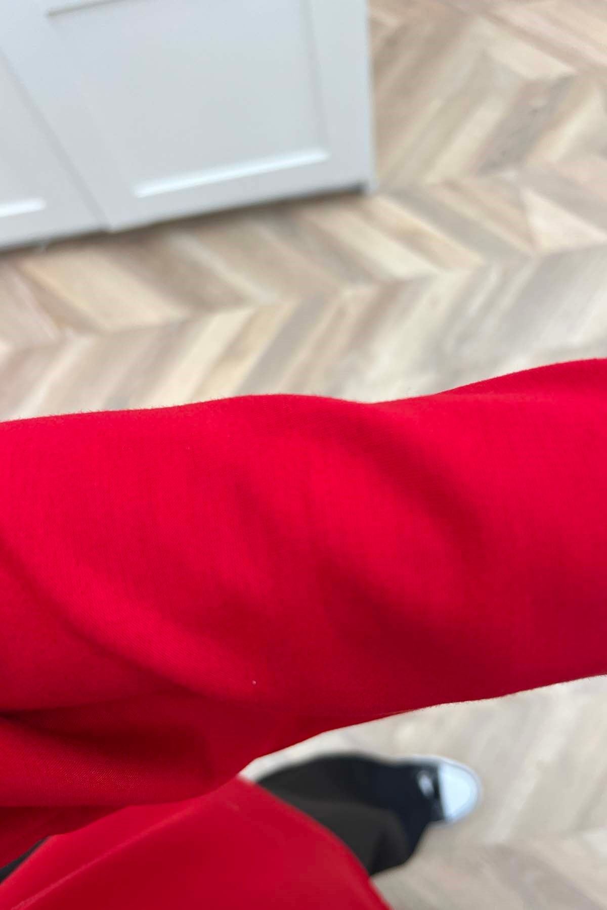 Yırtmaçlı Kemerli Sweatshirt Kırmızı