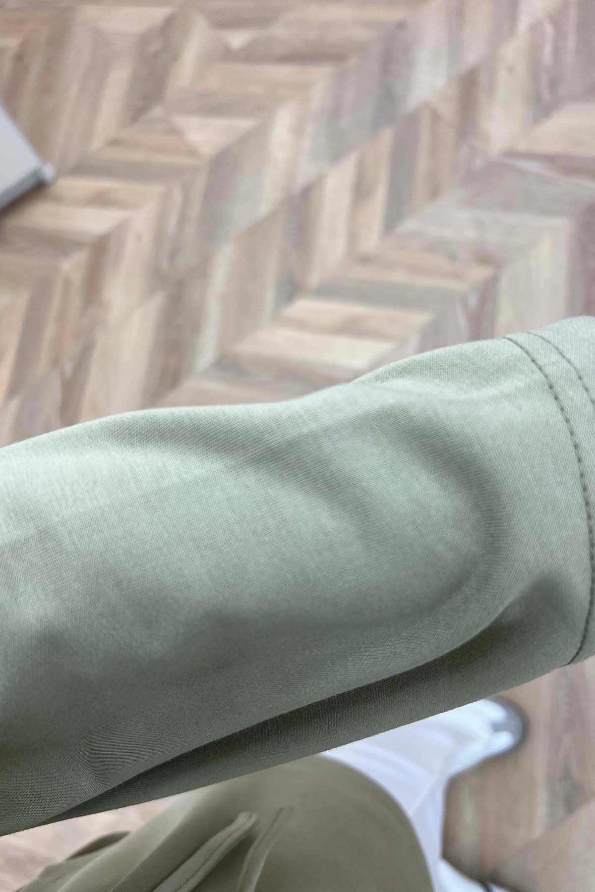 Yırtmaçlı Kemerli Sweatshirt Su Yeşili
