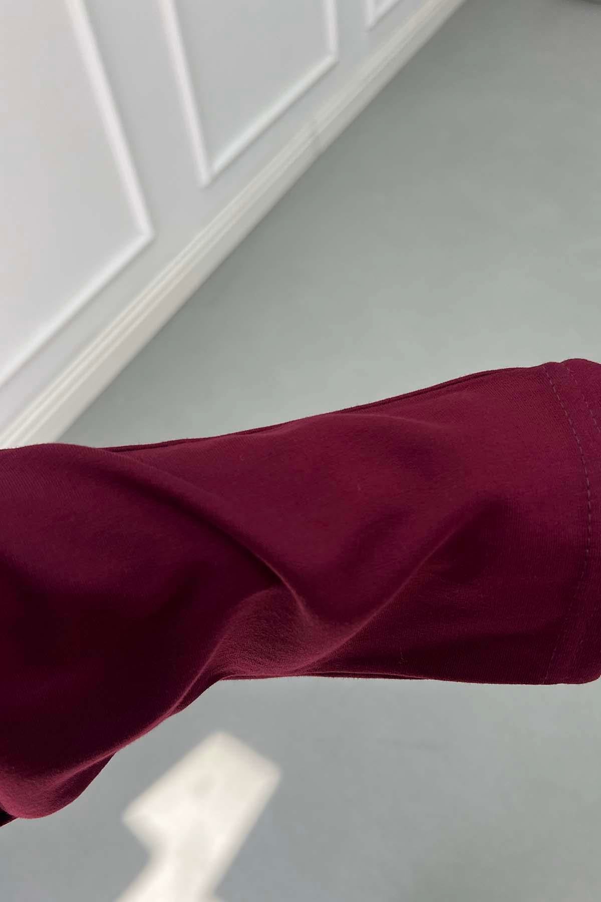 Zarif Nakışlı Günlük Sweatshirt Bordo