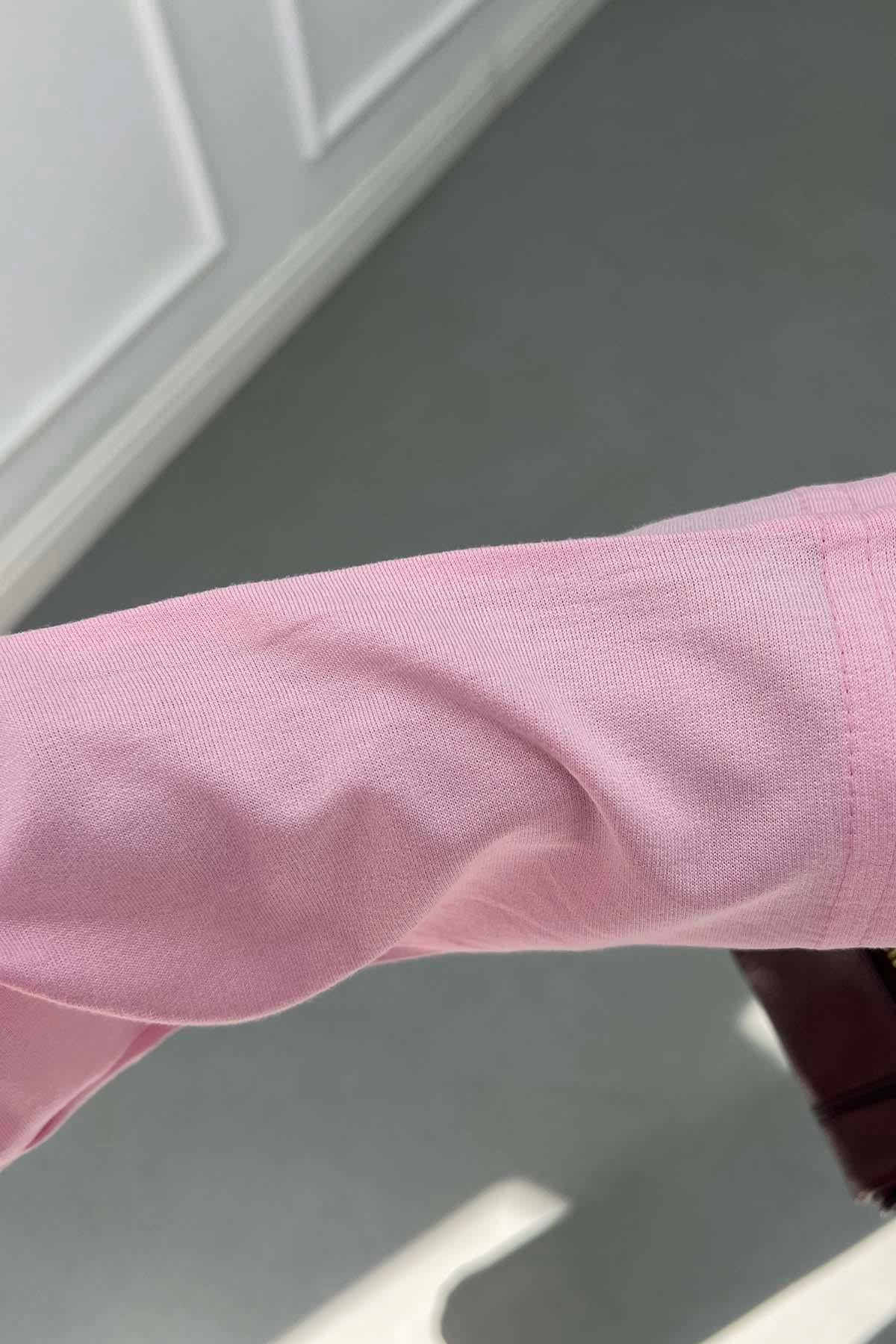 Zarif Nakışlı Günlük Sweatshirt Pembe