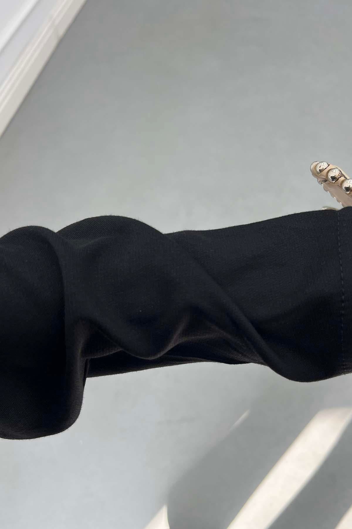 Zarif Nakışlı Günlük Sweatshirt Siyah