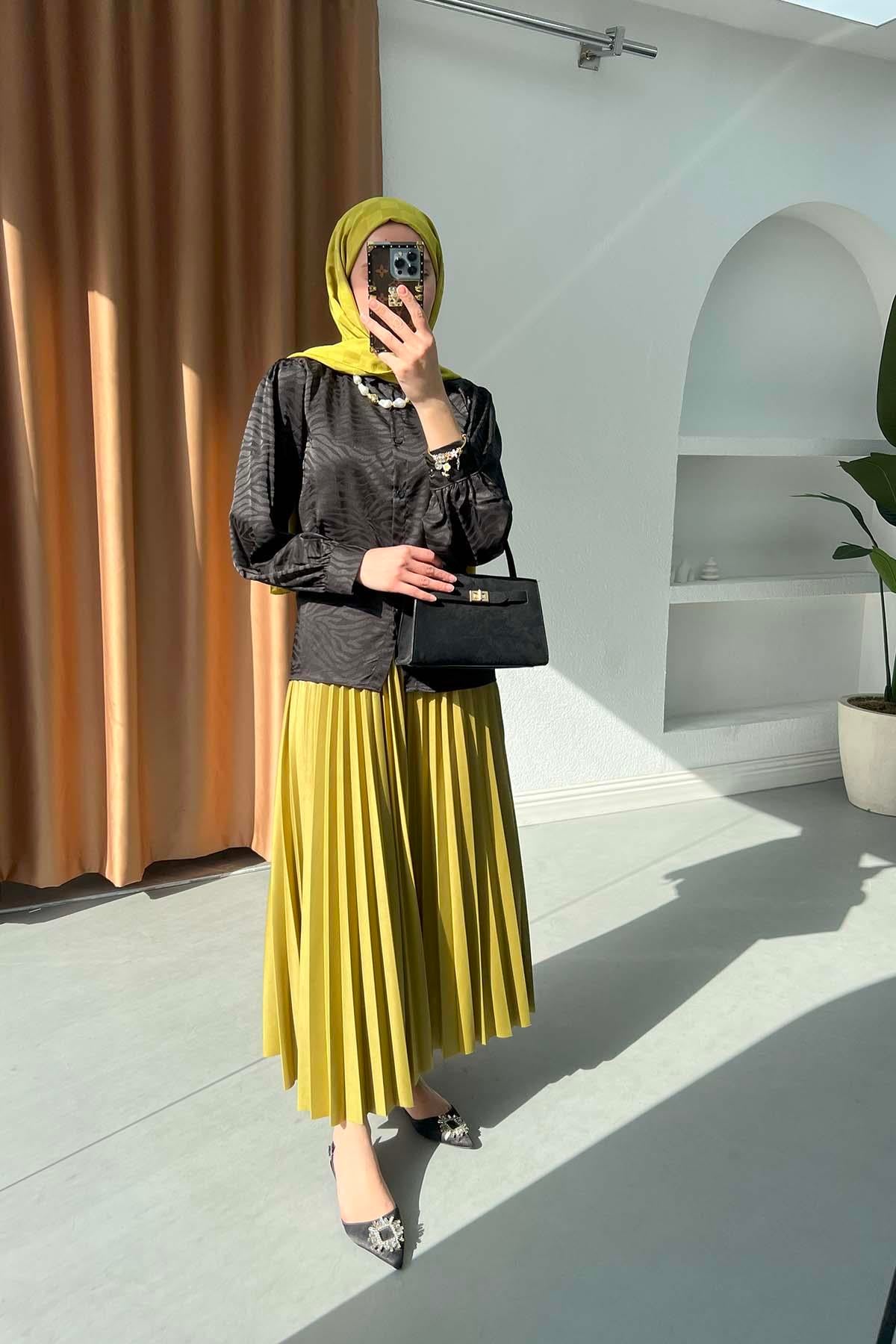 Zebra Desen Gömlek Siyah