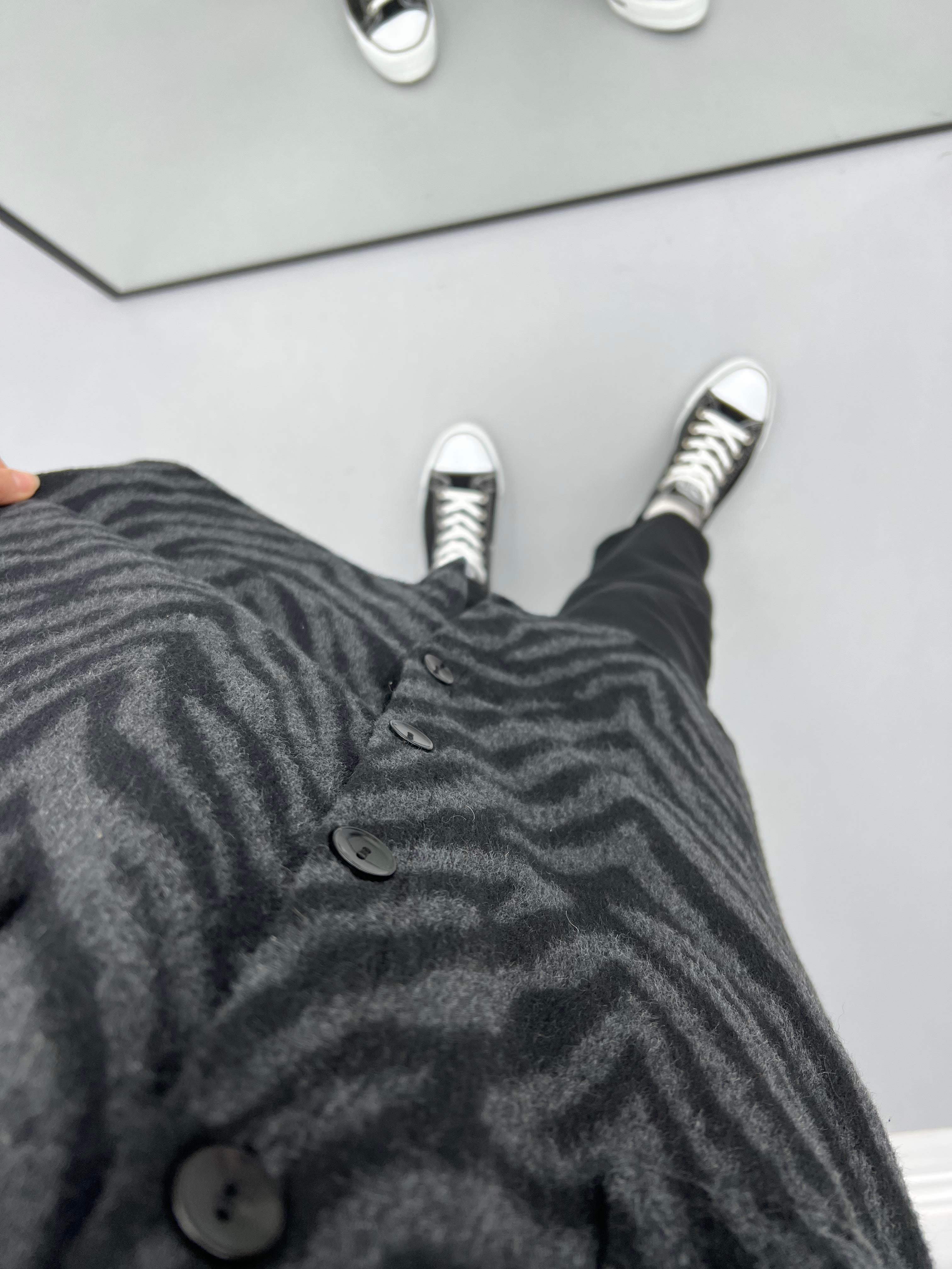 Zebra Desen Kaşe Gömlek Siyah